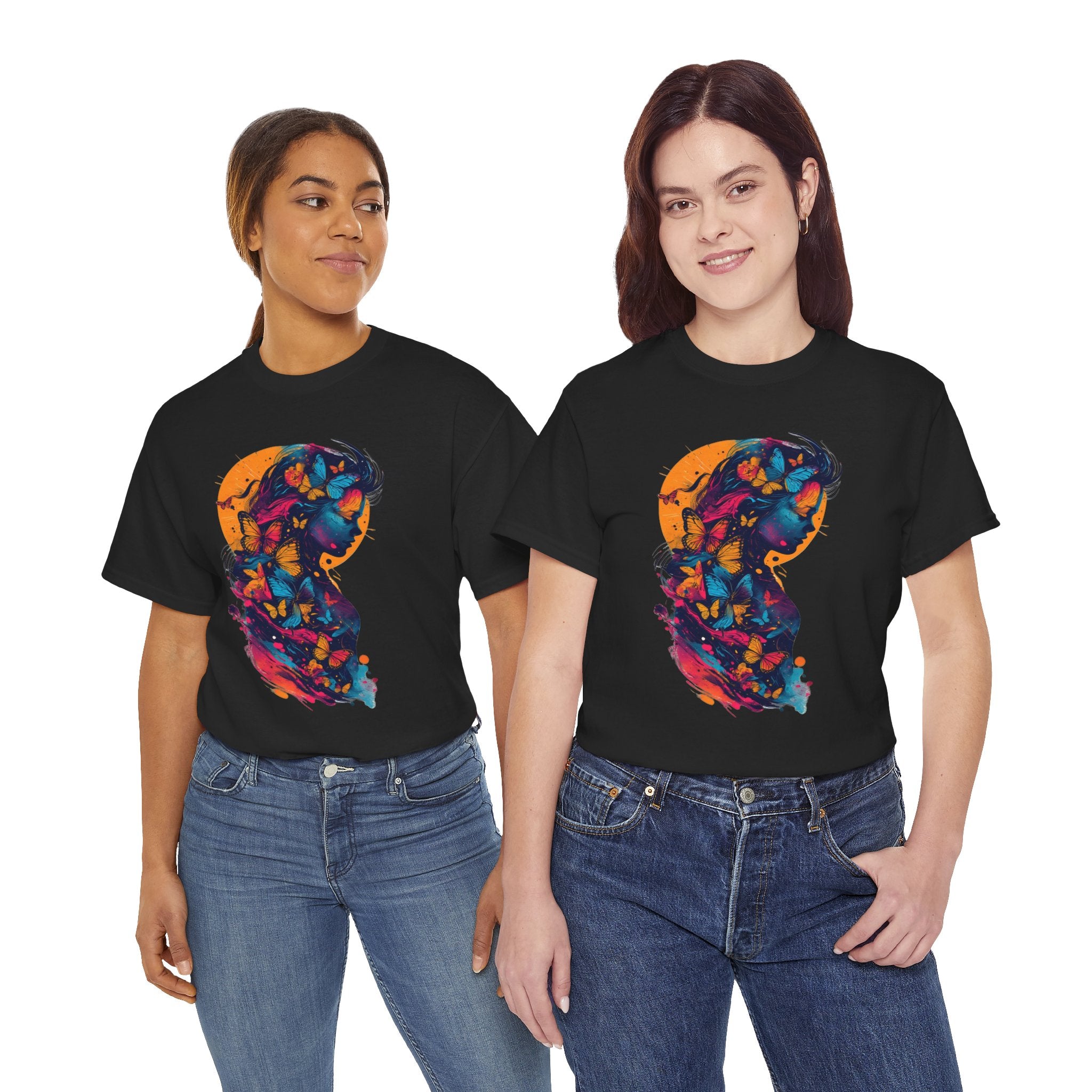 Butterfly Silhouette Graphic Tee — Colorful Maternity Profile Design