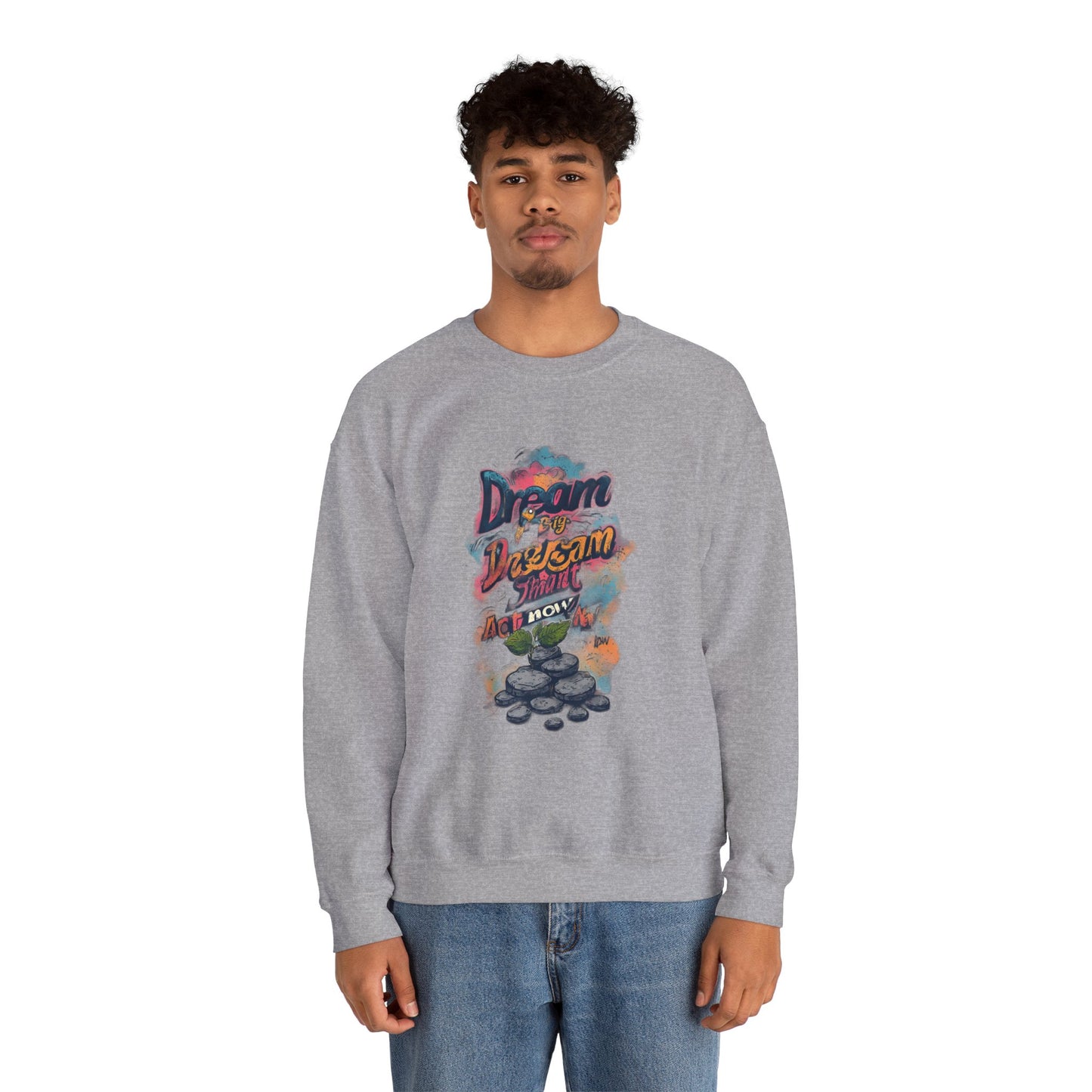 Dream Big Crewneck Sweatshirt — "Dream, Design, Draw" Inspirational Graphic