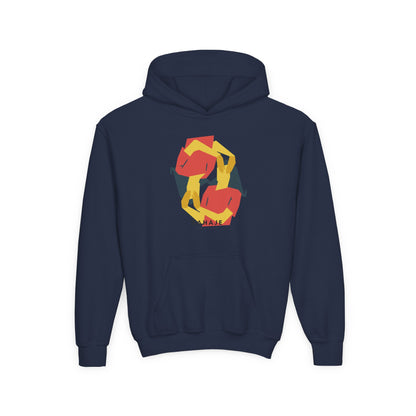 Youth Hoodie with Geometric Squirrel Art – 'Squirrel' Colorful Kids Pullover