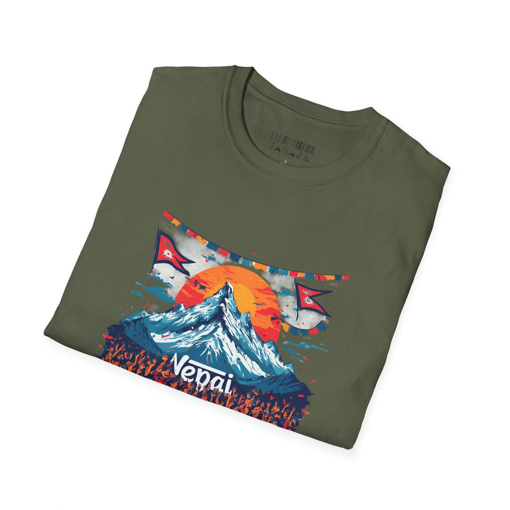 Nepal Mountain Sunrise T-Shirt — Retro Trekking Graphic Tee