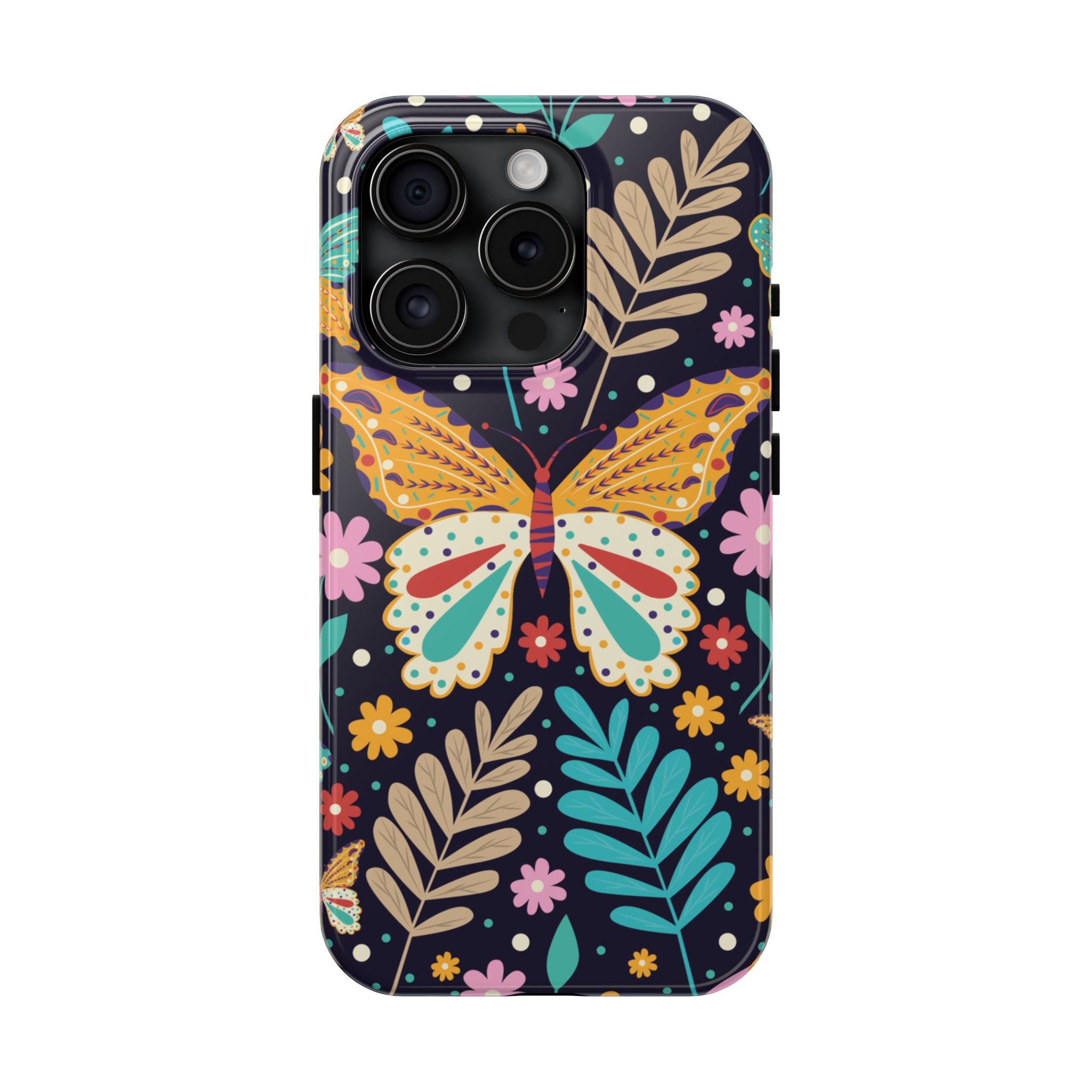 Floral Butterfly Tough Phone Case — Colorful Garden Protective Cover