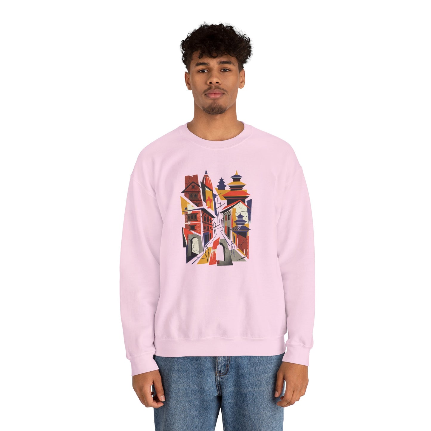 Crewneck Sweatshirt — Abstract Cityscape Graphic (Colorful Architectural Illustration)