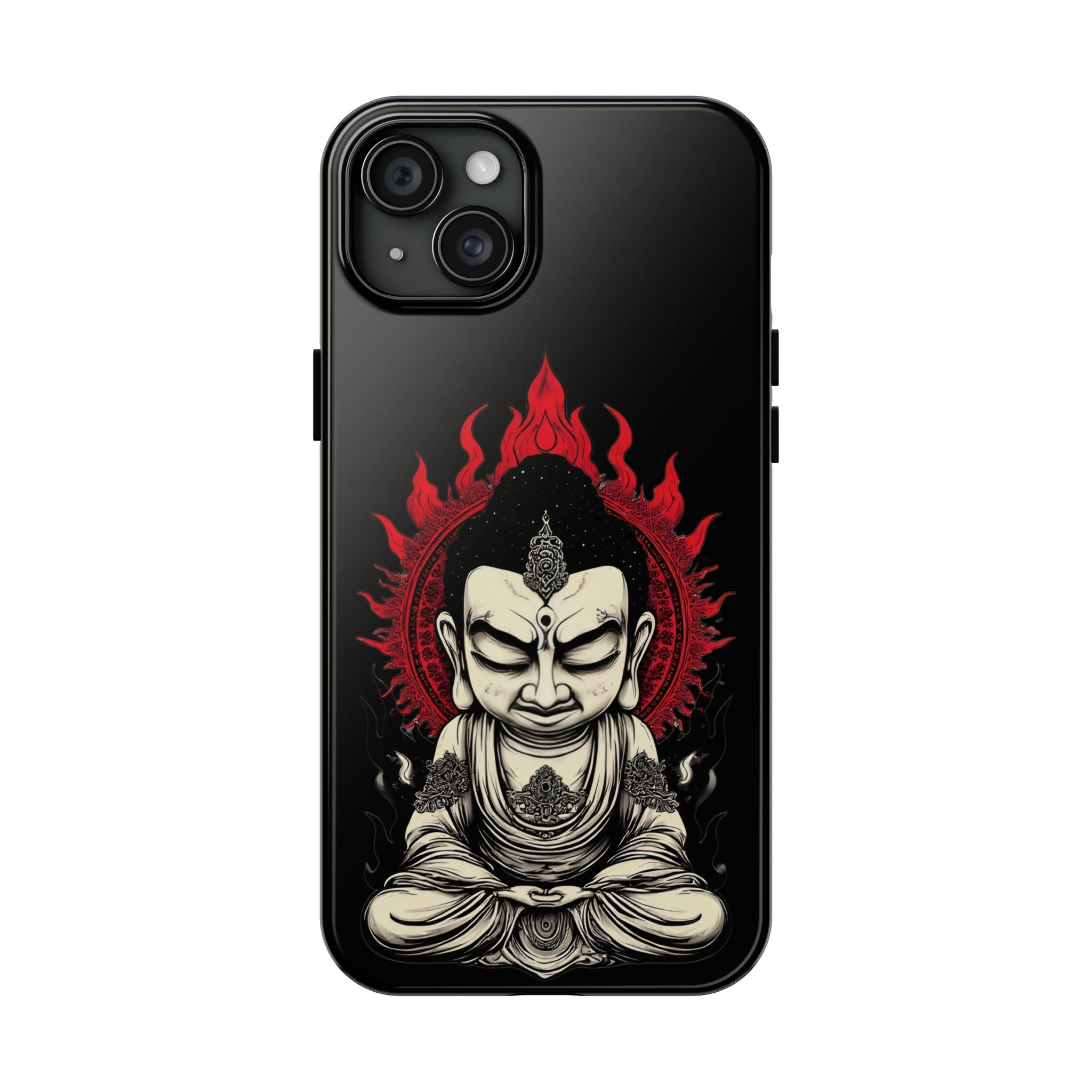 Meditative Buddha Tough Phone Case — Red Flame Zen Protection