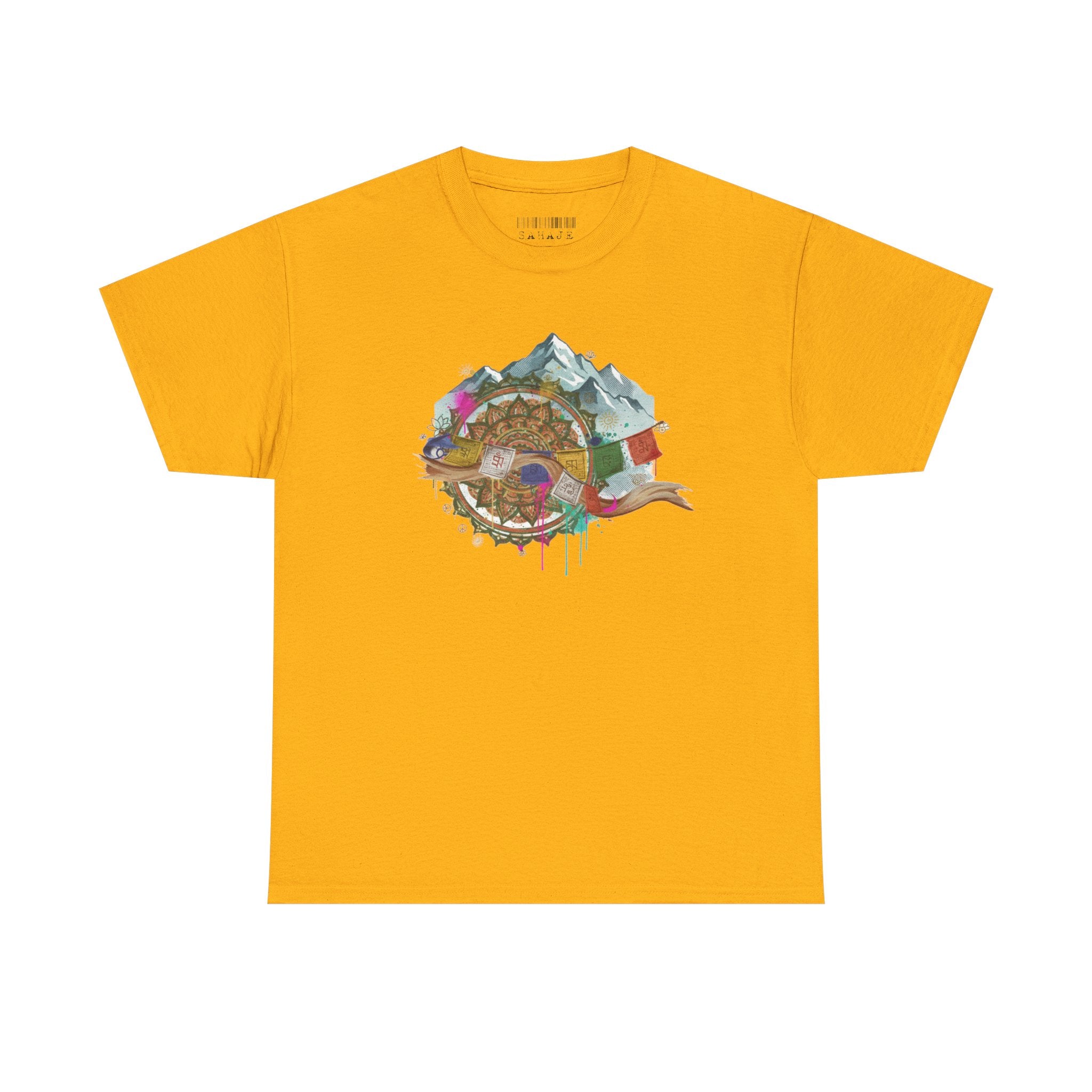 Adventure Compass Graphic Tee — Mountain, Globe & Flag Illustration