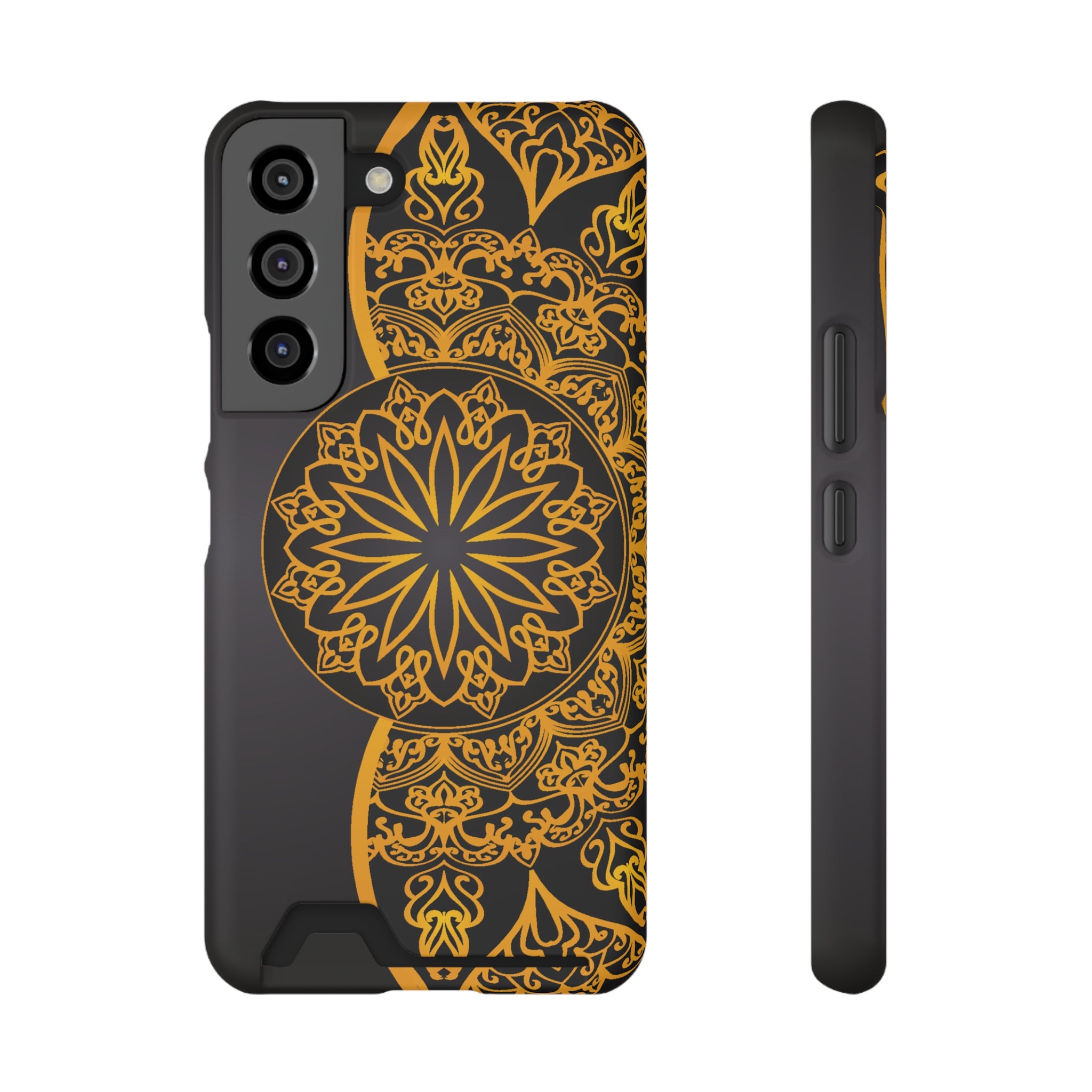 Elegant Mandala Phone Case With Card Holder, Boho Chic Gift, Smartphone Protector, Functional Accessory, Stylish Tech Decor