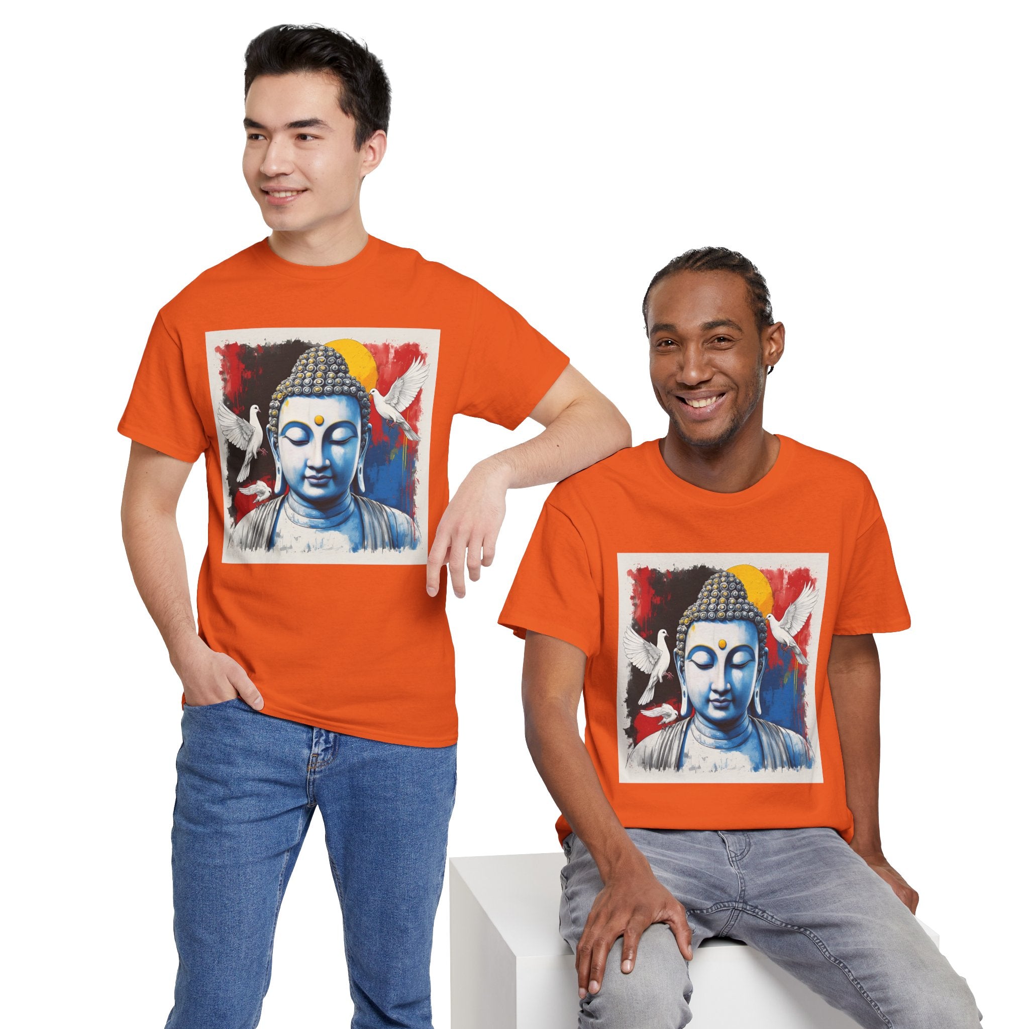 Buddha Peace Tee — Colorful Buddha & Doves Graphic T-Shirt