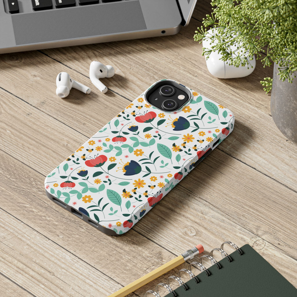 Floral Pattern Tough Phone Case — Colorful Spring Flowers Phone Cover