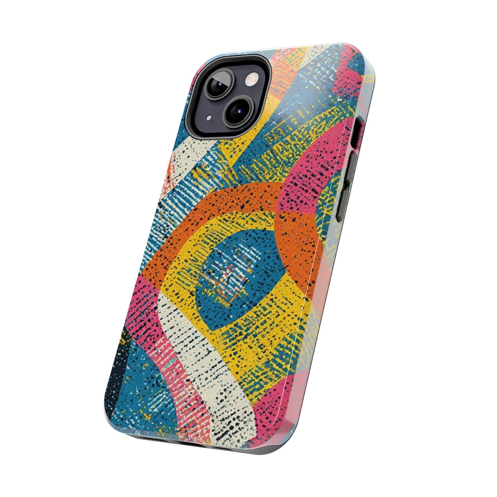 Bold Retro Abstract Tough Phone Case — Colorful Geometric Protective Cover