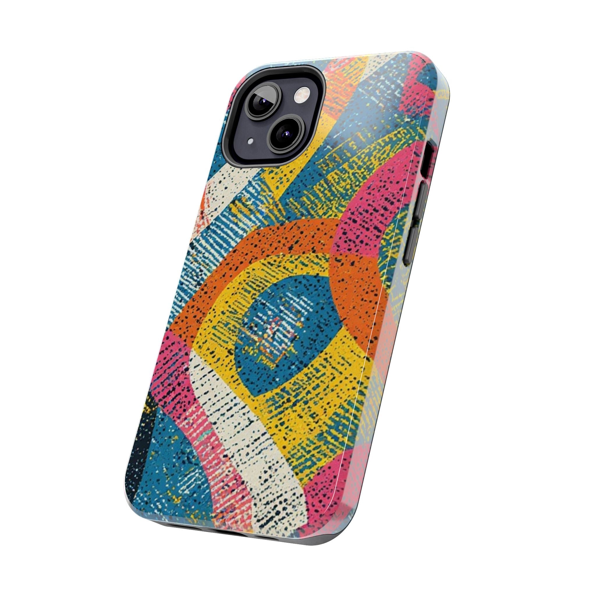Bold Retro Abstract Tough Phone Case — Colorful Geometric Protective Cover
