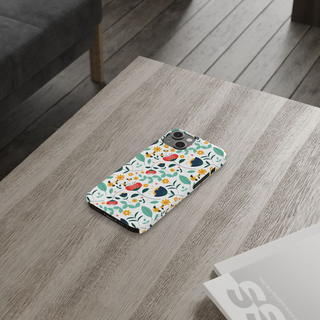 Floral Slim Phone Case — Colorful Folk Flower Pattern