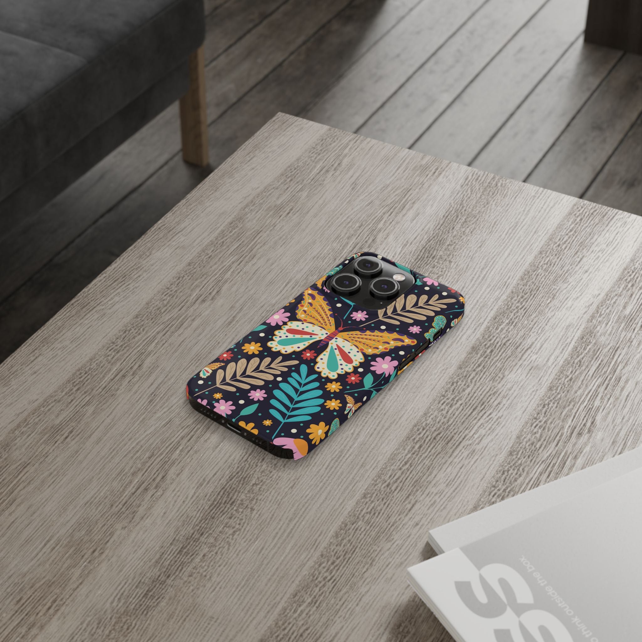 Butterfly Floral Slim Phone Case — Colorful Boho Garden Design
