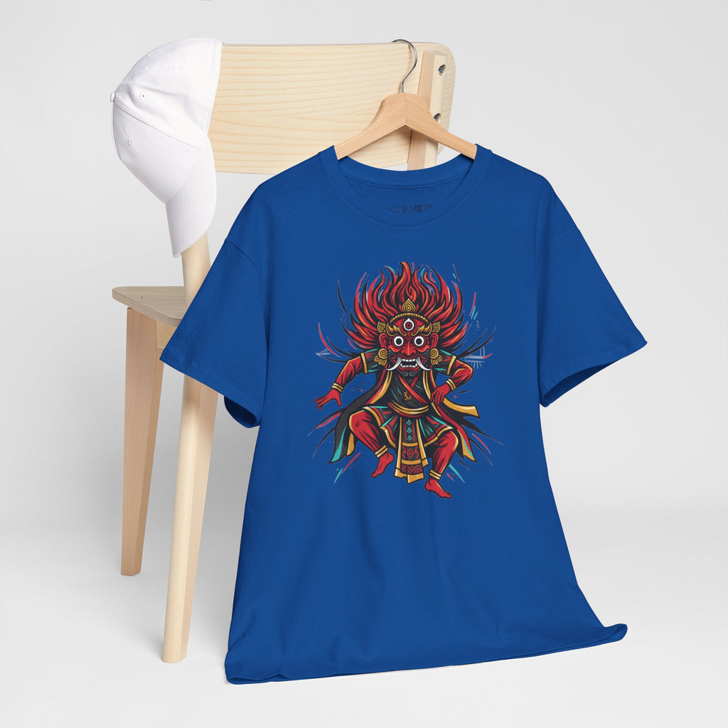 T-Shirt — Fierce Red Oni Demon Graphic Tee (Mythic Japanese Mask Design)