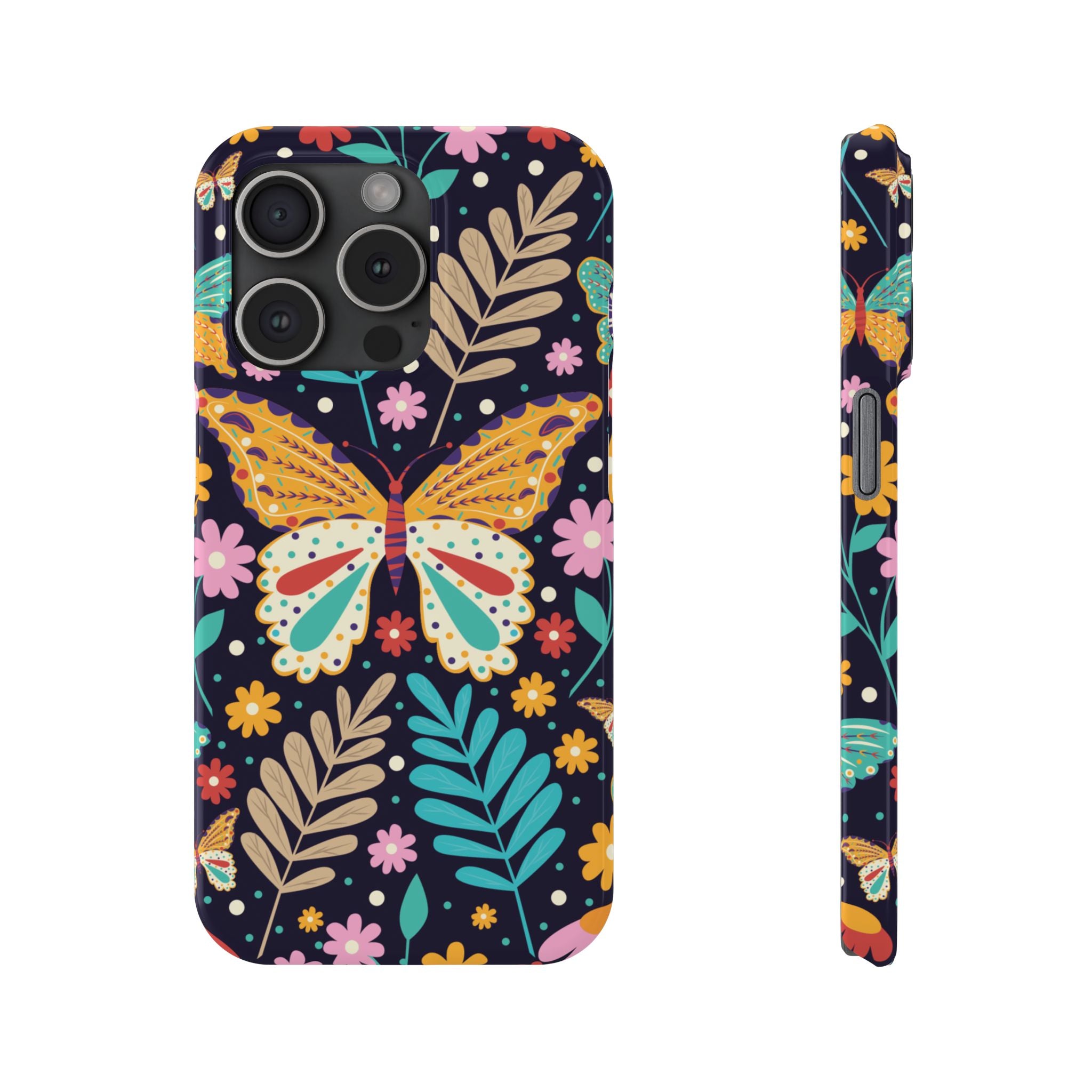 Butterfly Floral Slim Phone Case — Colorful Boho Garden Design