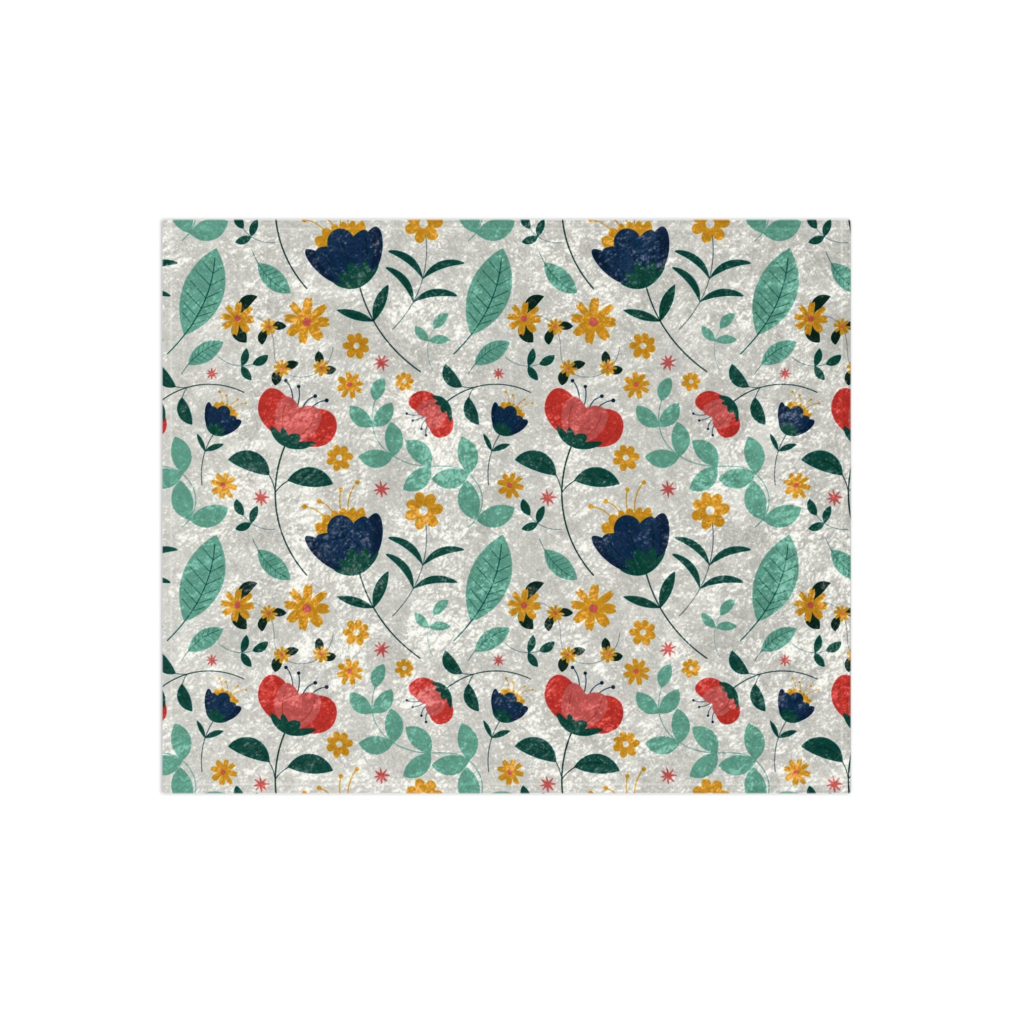 Floral Crushed Velvet Blanket — Soft Decorative Throw with Colorful Botanical Pattern