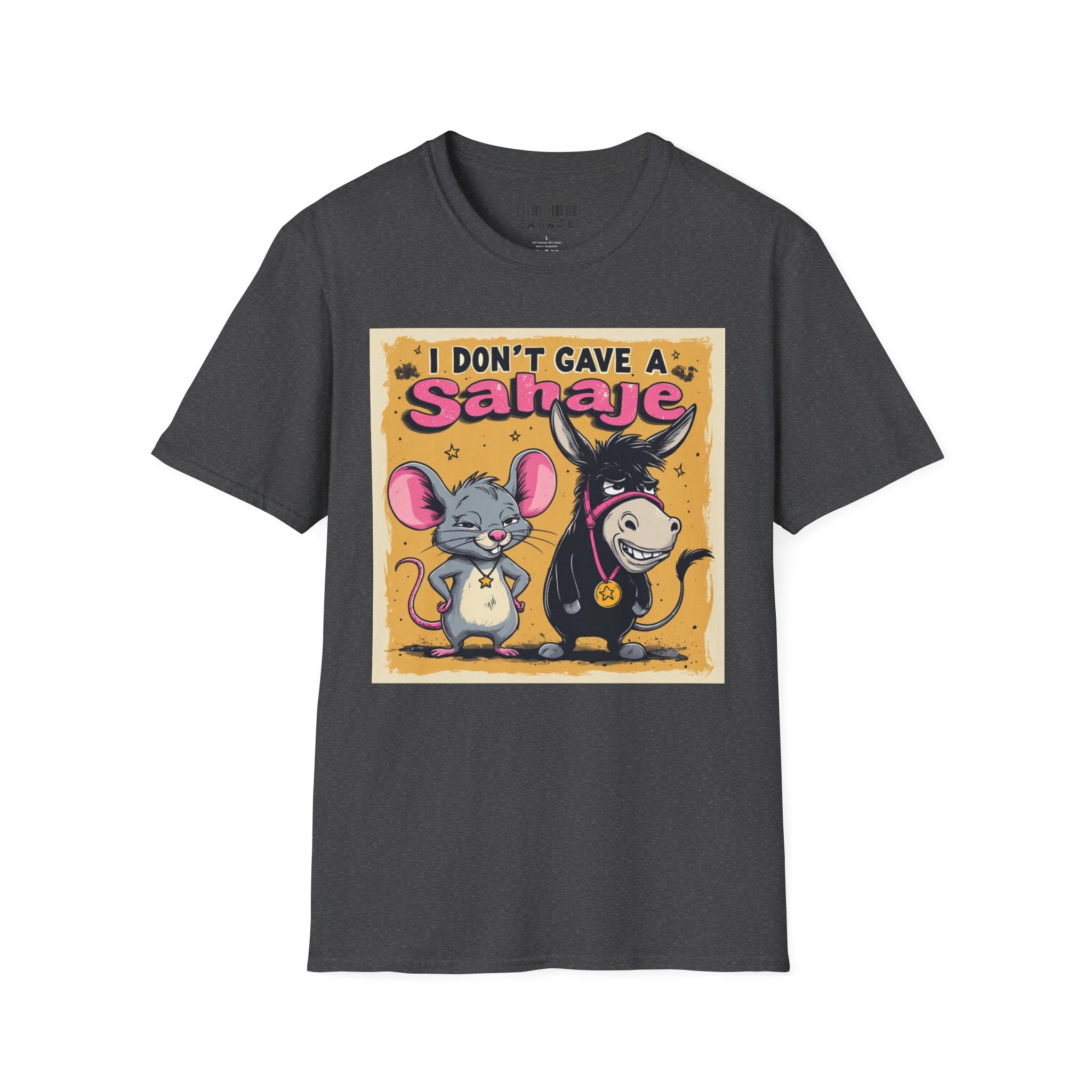Don’t Give a Satrage T-Shirt — Funny Mouse & Donkey Cartoon Tee