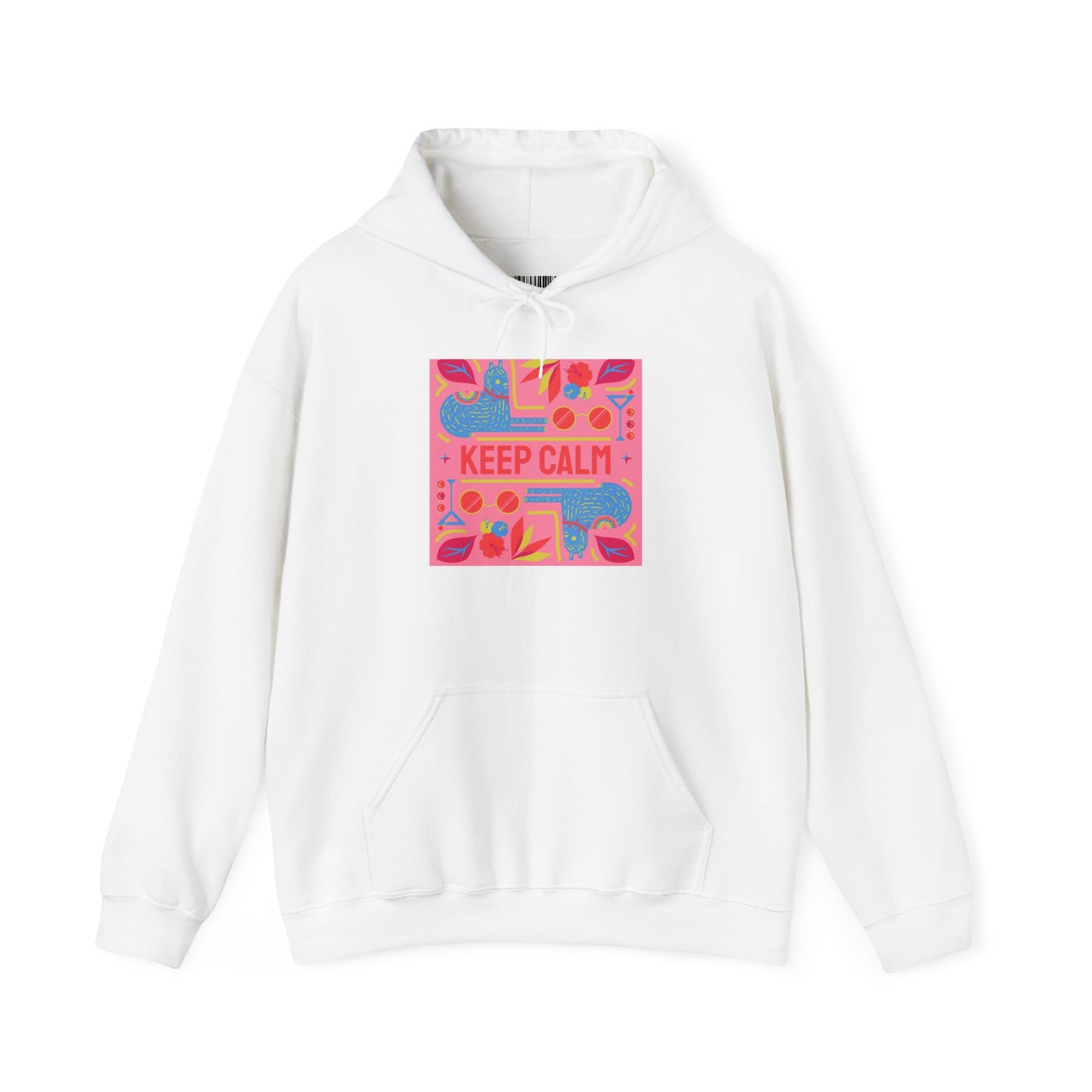 Keep Calm Floral Hoodie — Pink Retro Decorative Graphic Hooded Sweatshirt