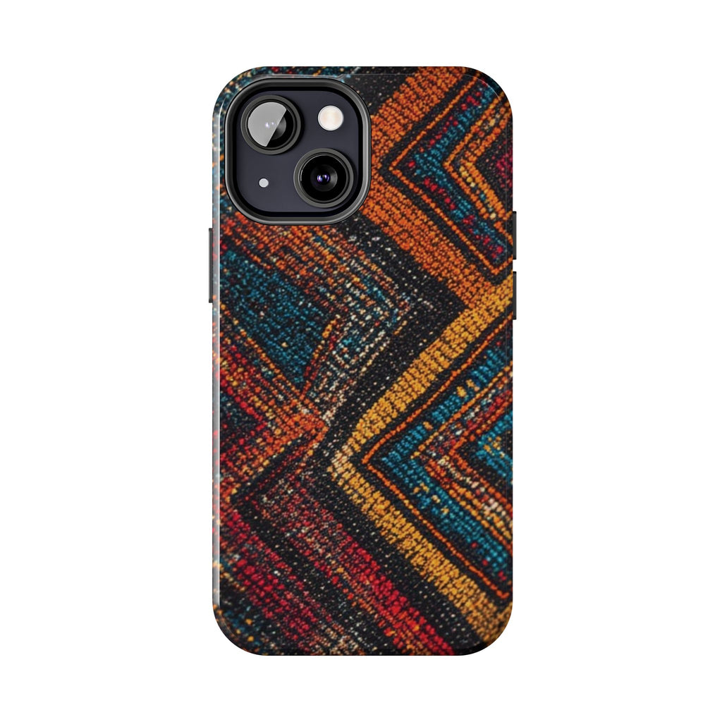 Tough Phone Case — Boho Geometric Rug Pattern, Protective iPhone Cover