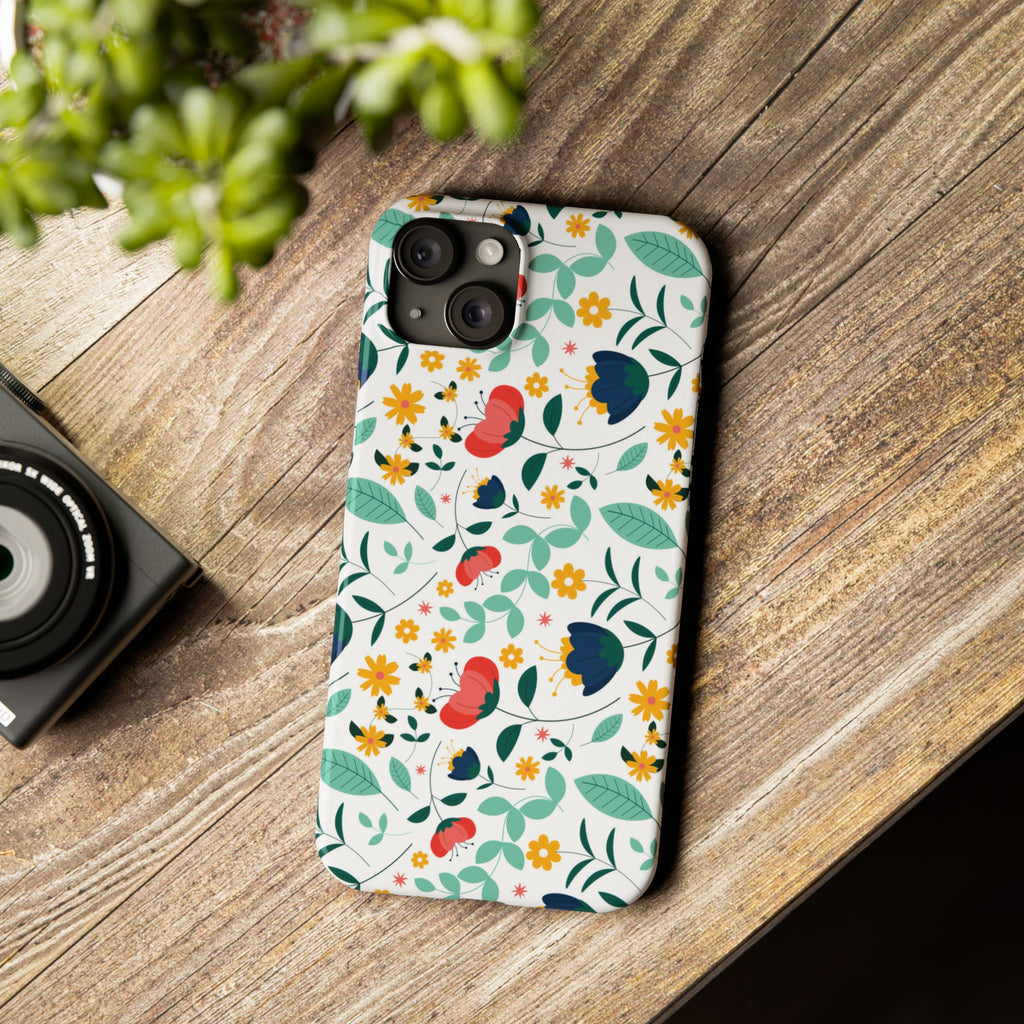 Floral Slim Phone Case — Colorful Folk Flower Pattern