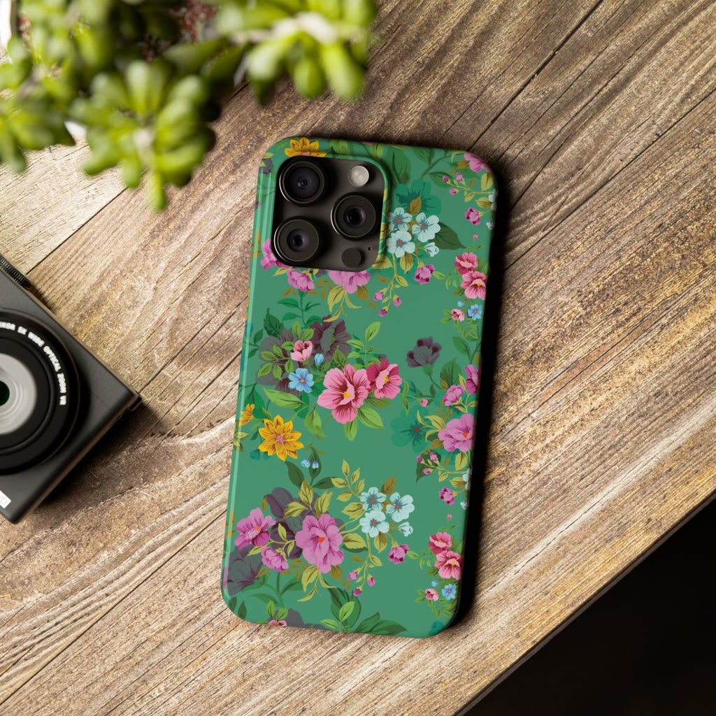 Floral Slim Phone Case - Cute Botanical Design, Gift for Spring, Nature Lovers, Customizable Phone Cover, Trendy Accessories, Flower Power