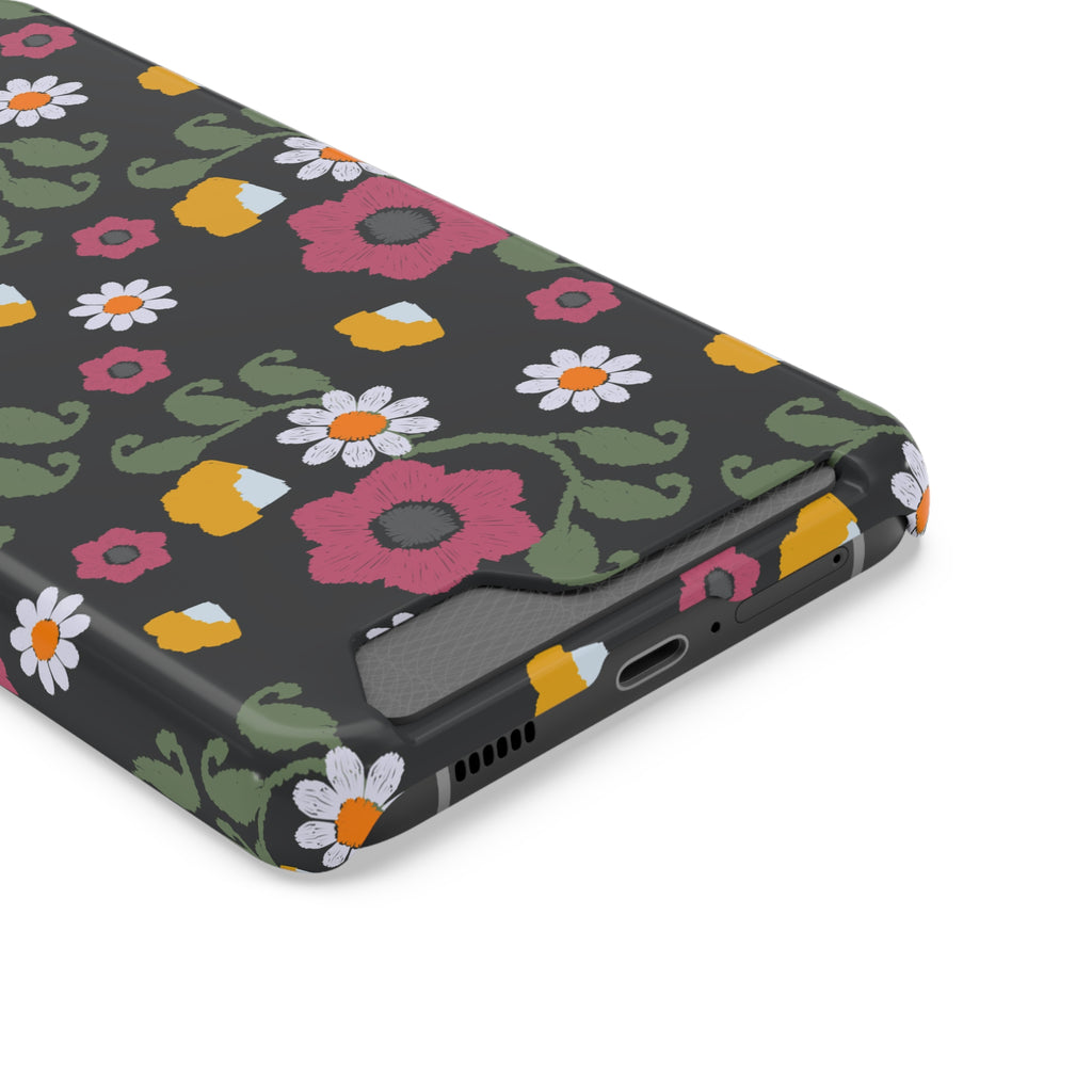 Floral Phone Case with Card Holder, Stylish Smartphone Accessory, Gifts for Her, Trendy Floral Design, Perfect for Spring & Summer