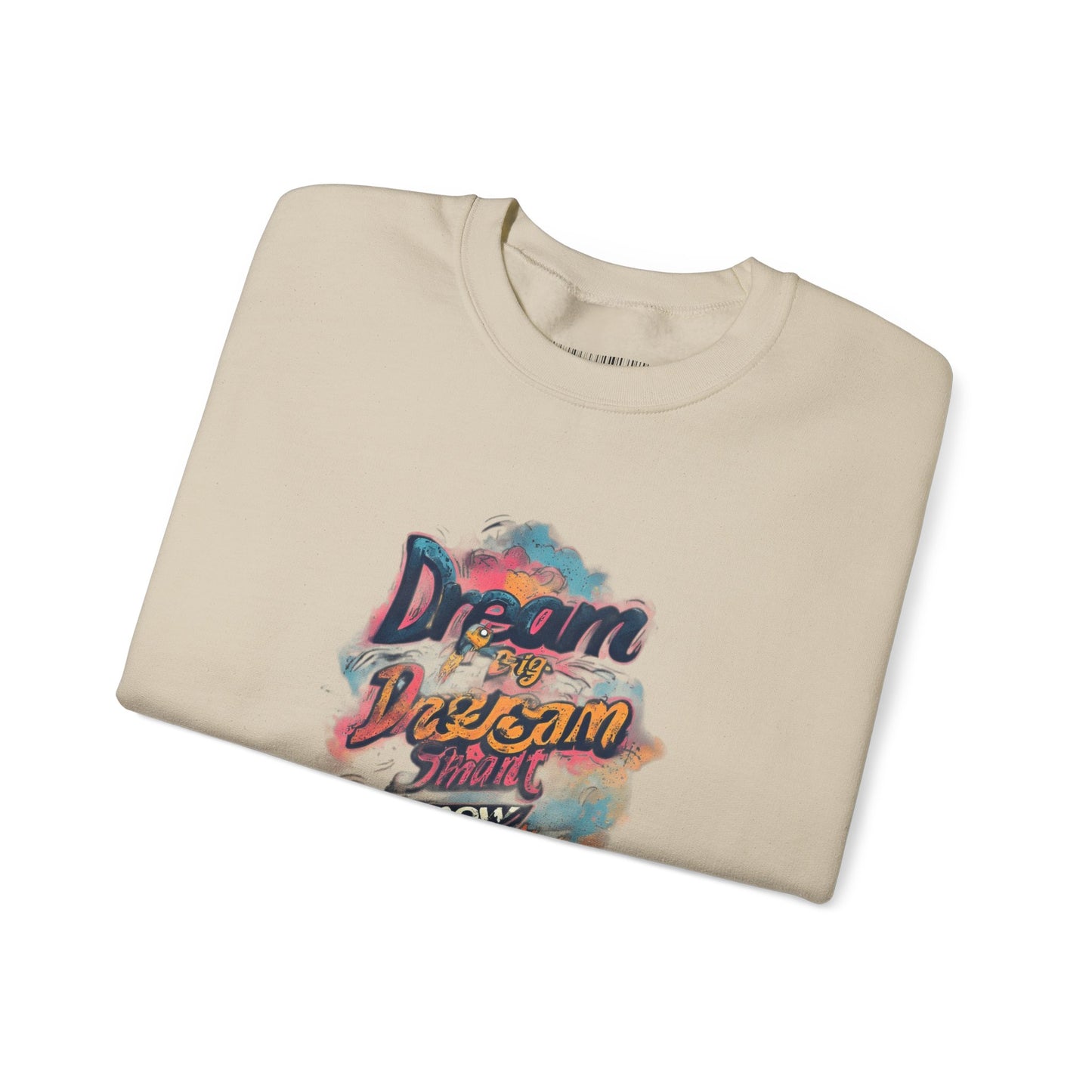 Dream Big Crewneck Sweatshirt — "Dream, Design, Draw" Inspirational Graphic