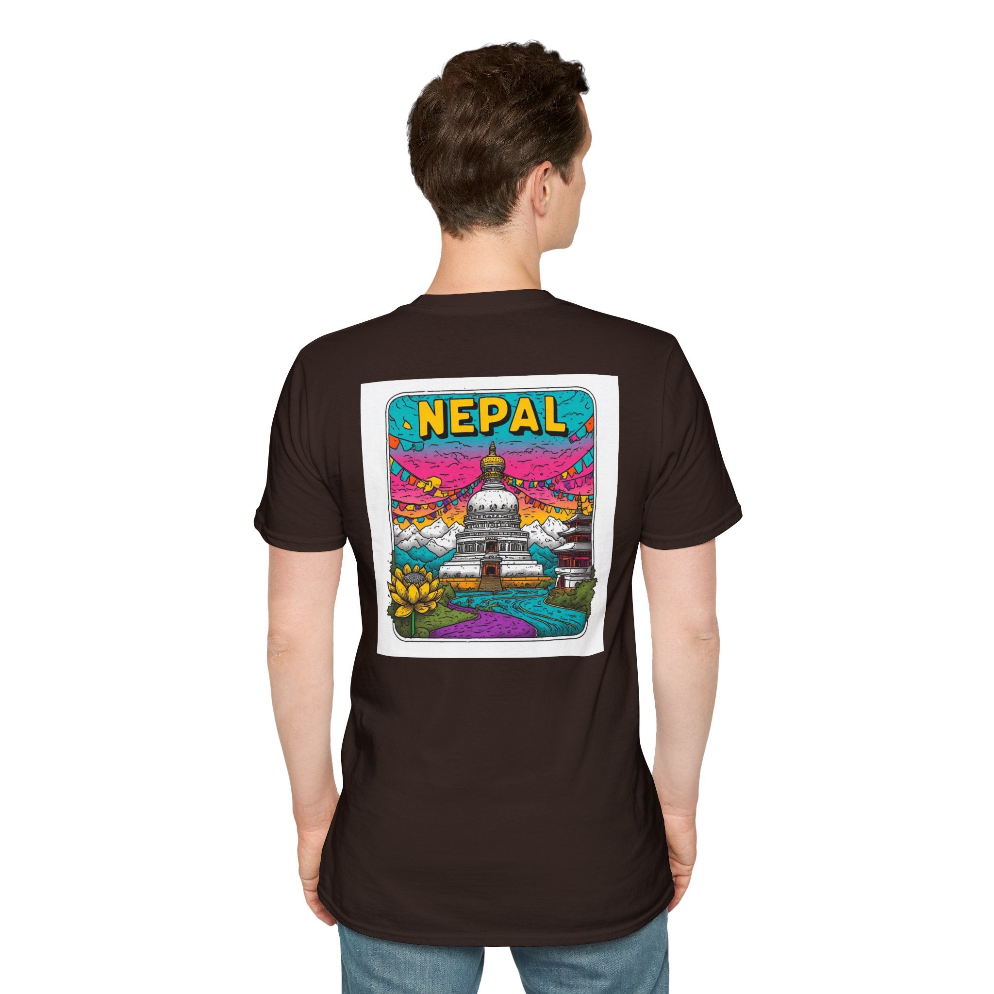 Nepal Graphic T-Shirt — Colorful Stupa Travel Tee