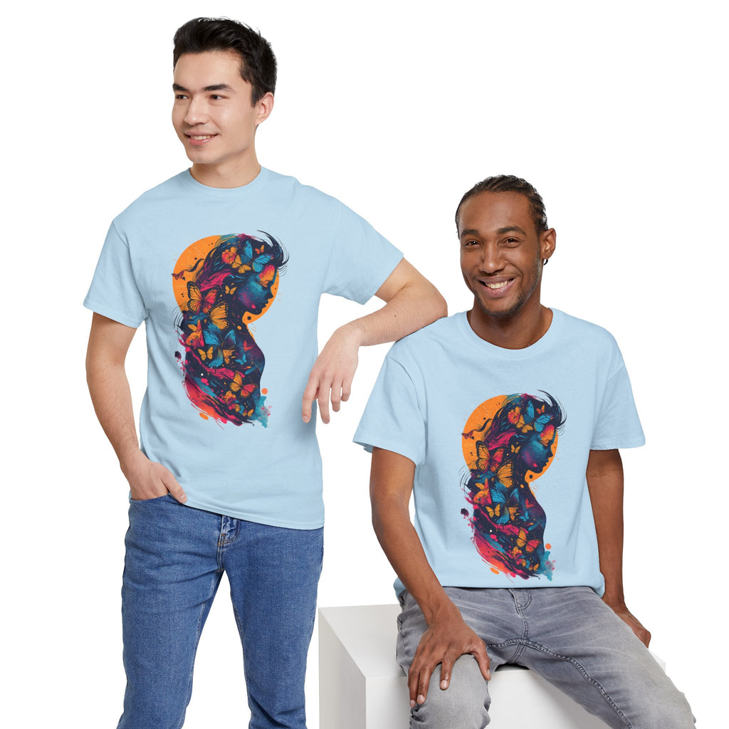 Butterfly Silhouette Graphic Tee — Colorful Maternity Profile Design