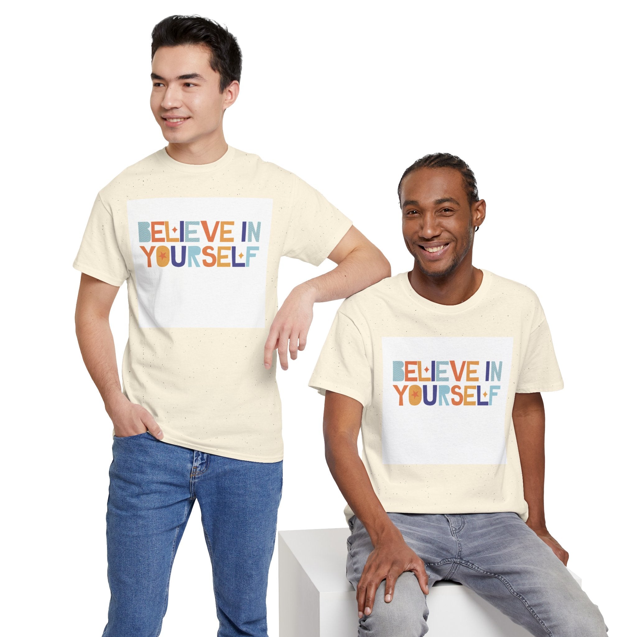 T-Shirt — "Believe in Yourself" Colorful Retro Motivational Tee