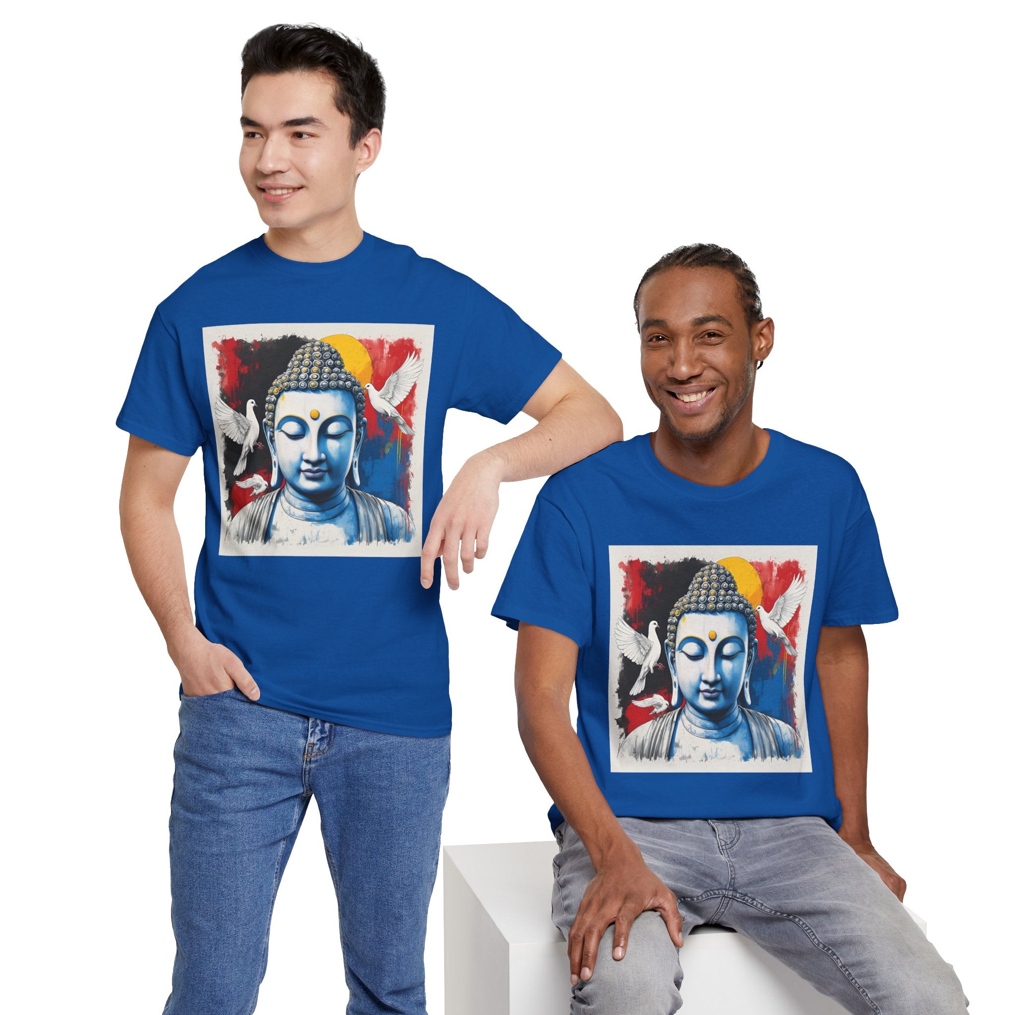 Buddha Peace Tee — Colorful Buddha & Doves Graphic T-Shirt