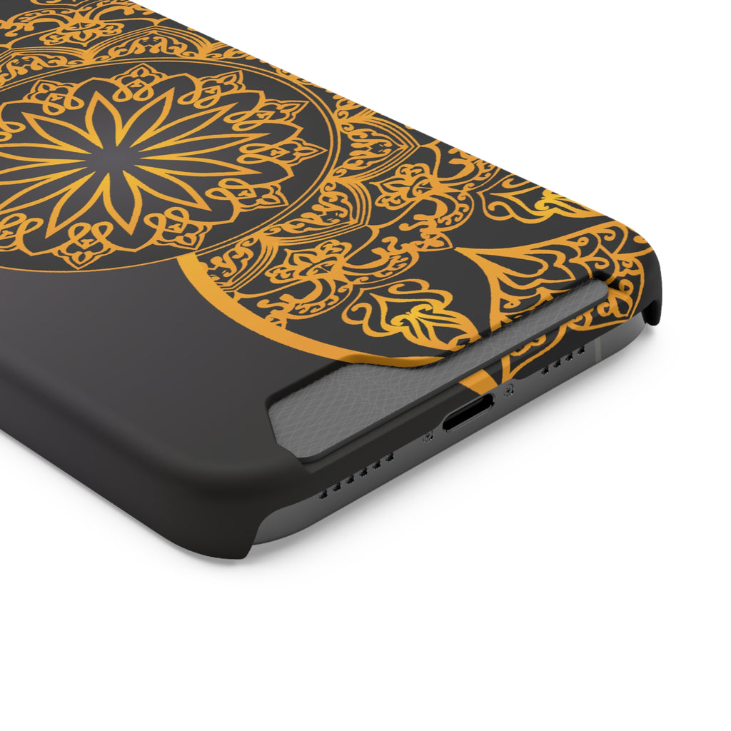 Elegant Mandala Phone Case With Card Holder, Boho Chic Gift, Smartphone Protector, Functional Accessory, Stylish Tech Decor