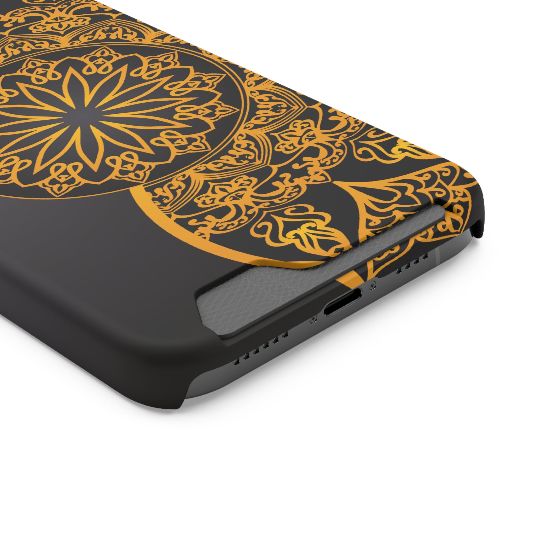 Elegant Mandala Phone Case With Card Holder, Boho Chic Gift, Smartphone Protector, Functional Accessory, Stylish Tech Decor