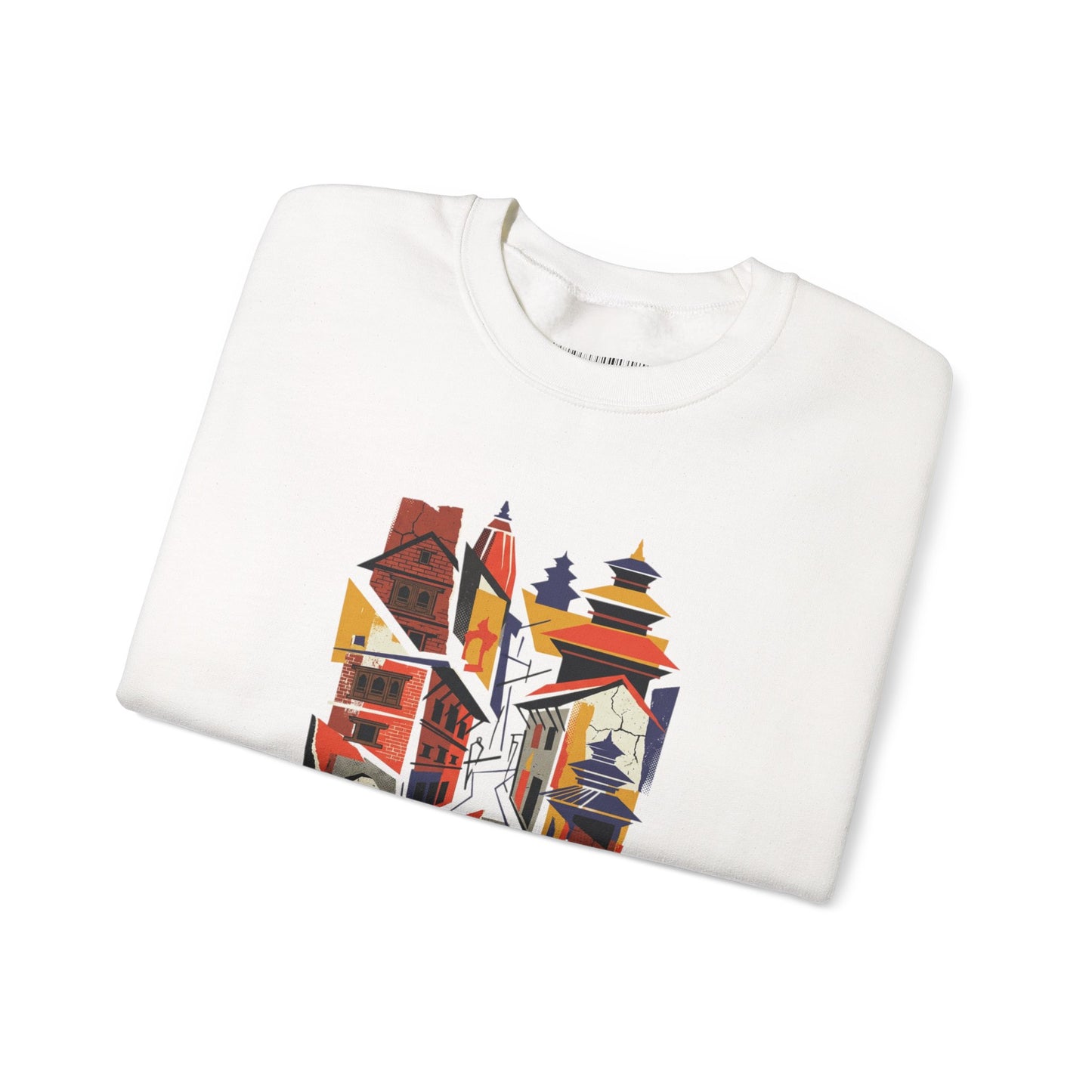 Architectural Cityscape Crewneck Sweatshirt — Abstract Urban Alley Art