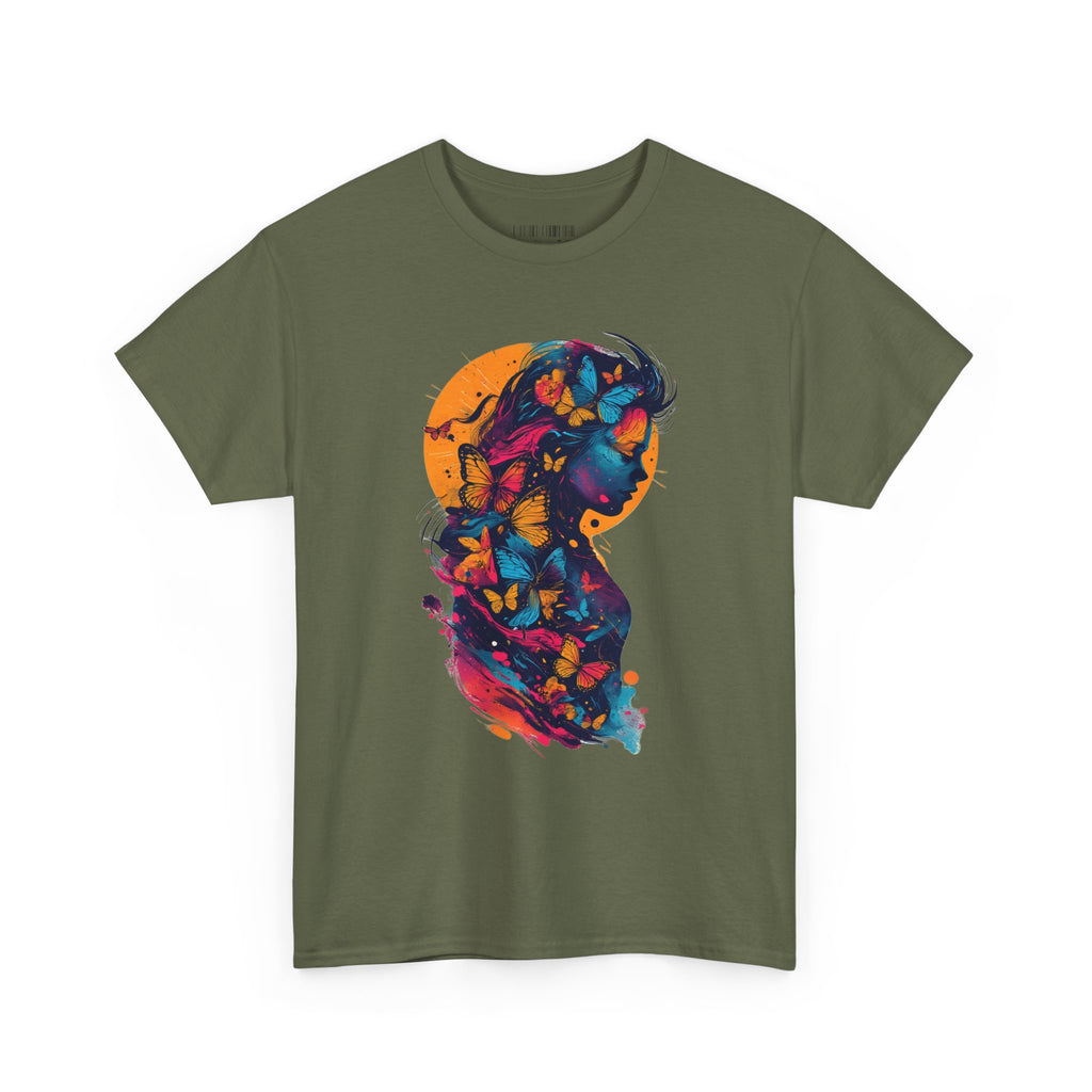 Butterfly Silhouette Graphic Tee — Colorful Maternity Profile Design