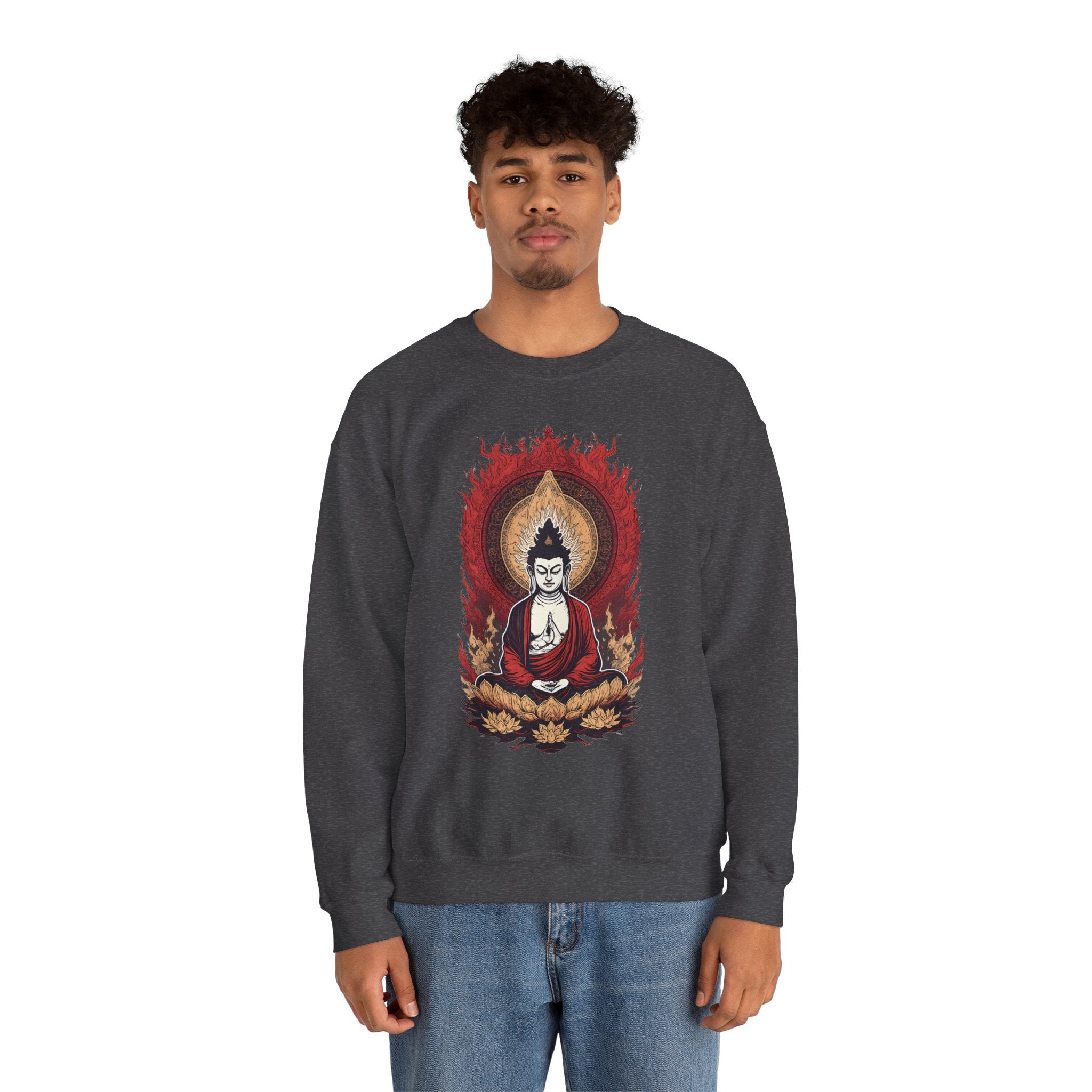 Buddha Lotus Flame Crewneck Sweatshirt