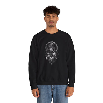 Shiva Meditation Crewneck Sweatshirt — Detailed Shiva Portrait Spiritual Yoga Pullover