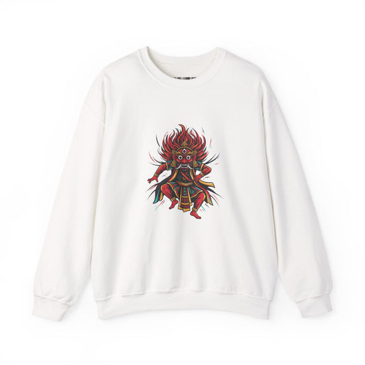 Crewneck Sweatshirt — Red Demon Guardian Graphic