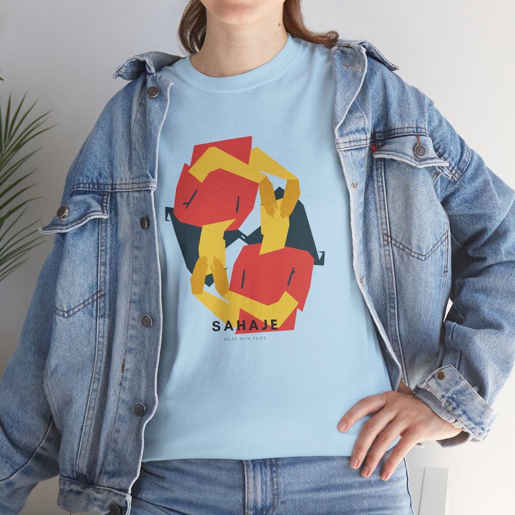 Foxes in Hexagon Graphic Tee — Minimal Geometric Animal Shirt
