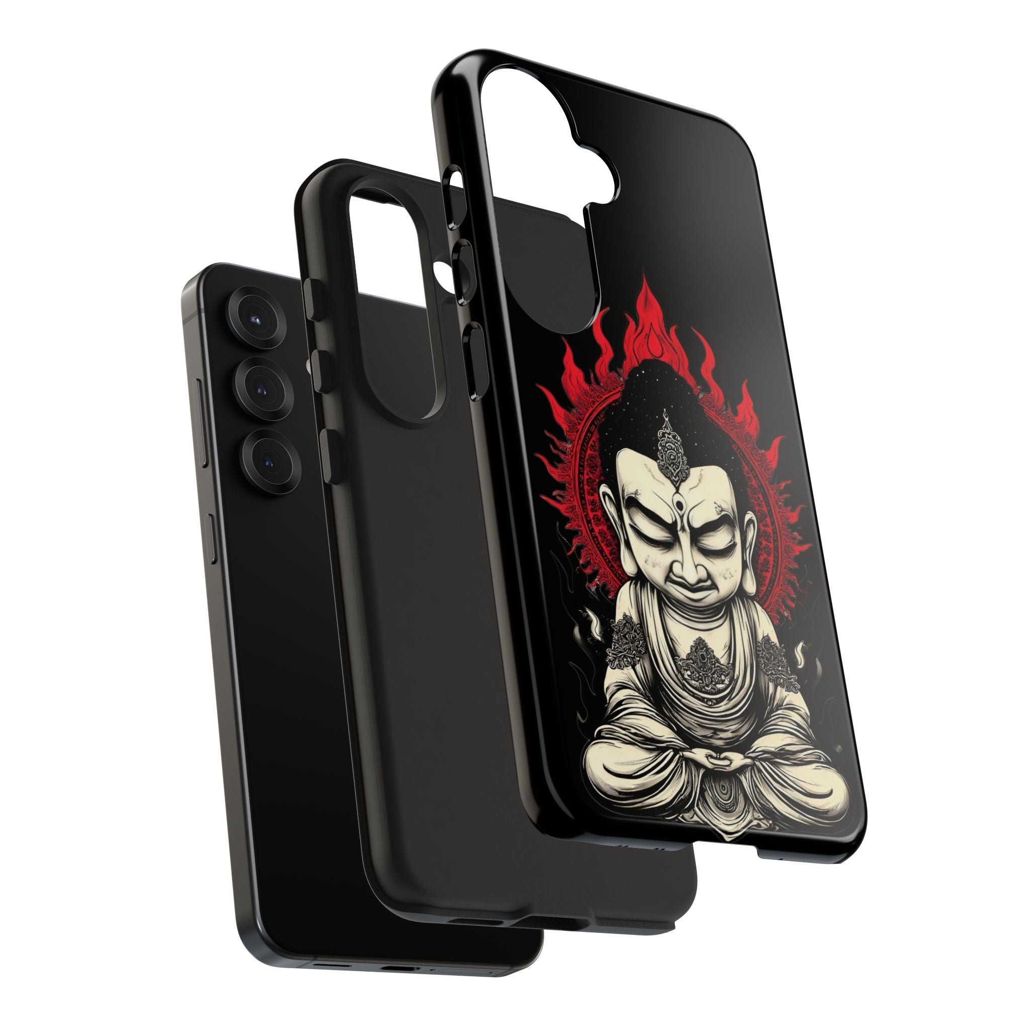 Meditative Buddha Tough Phone Case — Red Flame Zen Protection
