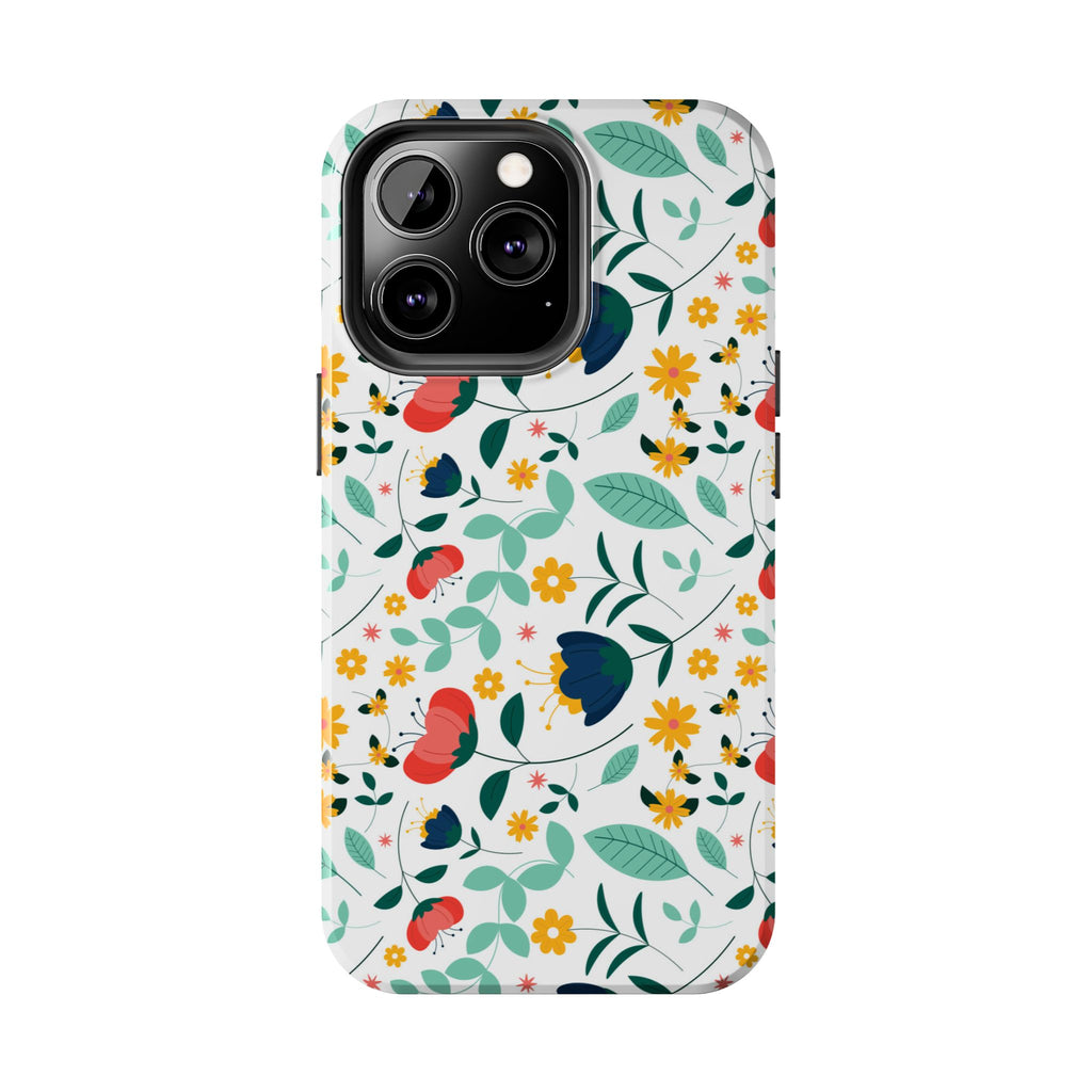 Floral Pattern Tough Phone Case — Colorful Spring Flowers Phone Cover