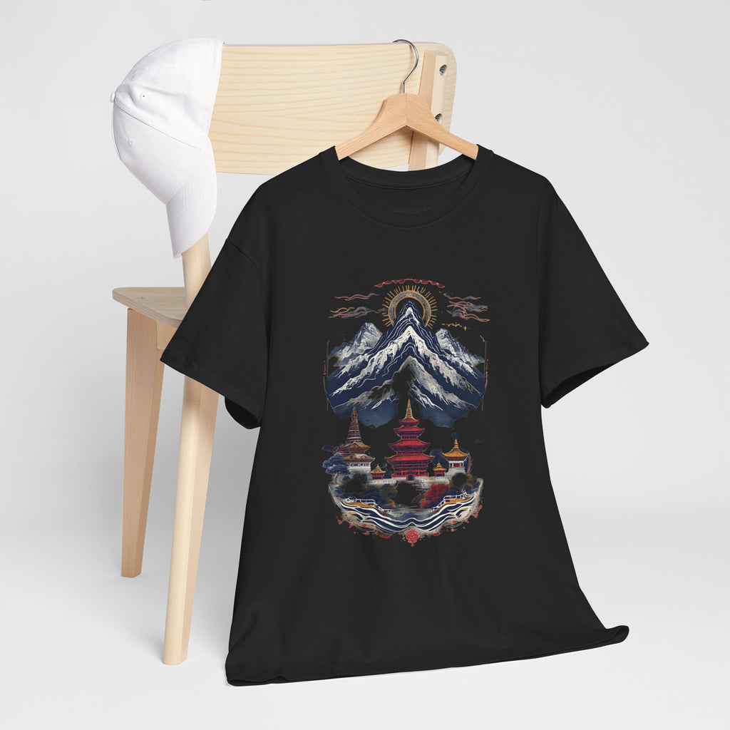Japanese Mountain Pagoda T-Shirt — Zen Temple Landscape Tee