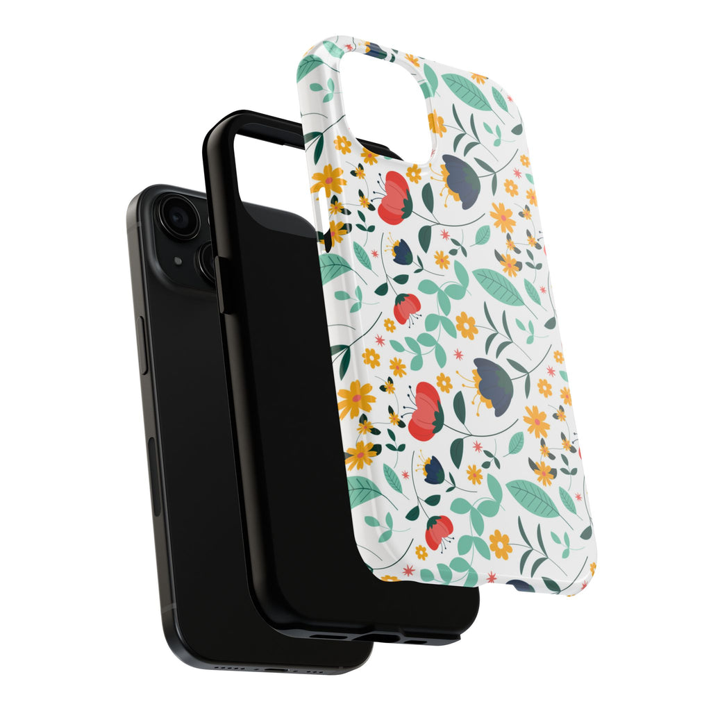 Floral Pattern Tough Phone Case — Colorful Spring Flowers Phone Cover
