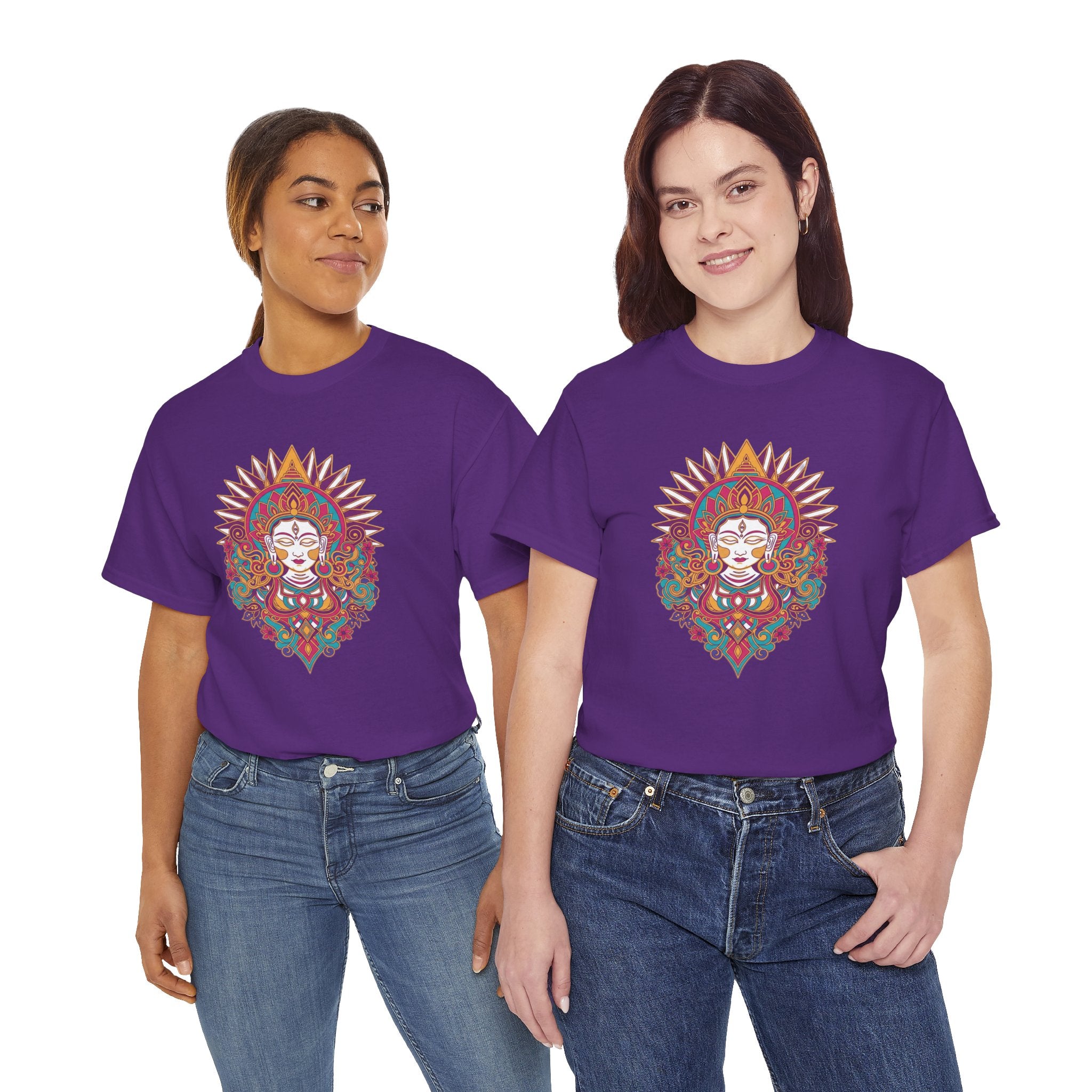 Spiritual Goddess Sun Mandala Tee — Colorful Boho Yoga T‑Shirt