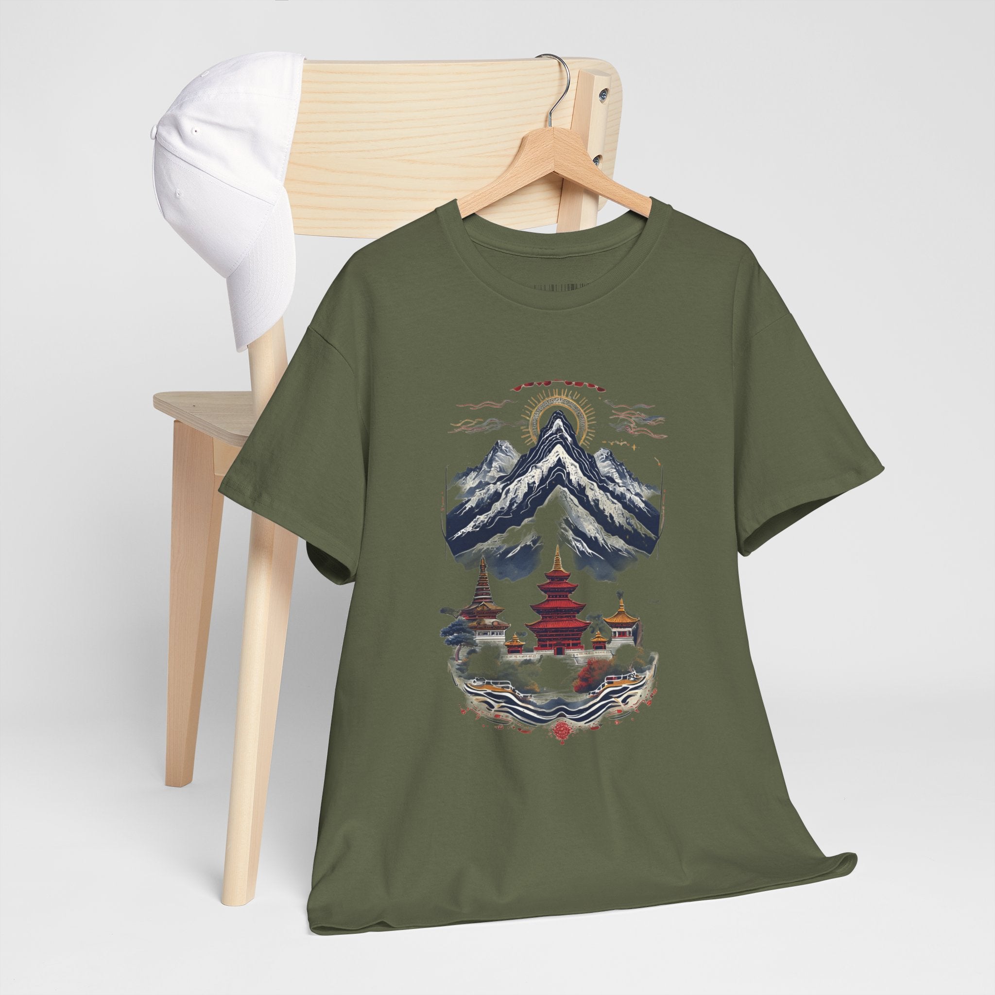 Japanese Mountain Pagoda T-Shirt — Zen Temple Landscape Tee
