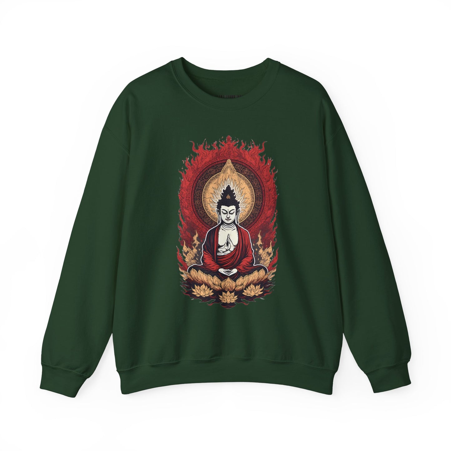 Buddha Lotus Flame Crewneck Sweatshirt