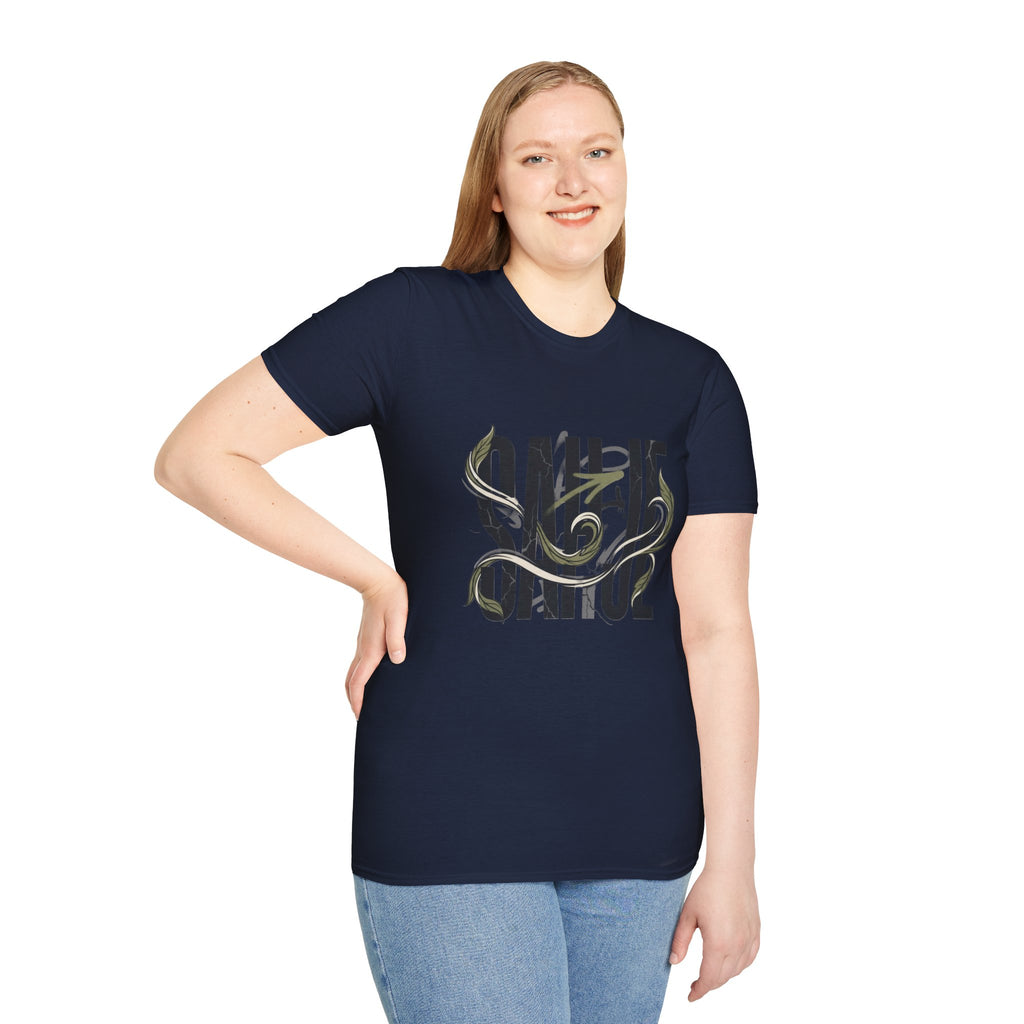 Saurus Graphic T-Shirt — Retro Block Lettering with Snake Illustration