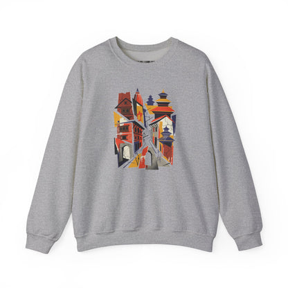Crewneck Sweatshirt — Abstract Cityscape Graphic (Colorful Architectural Illustration)