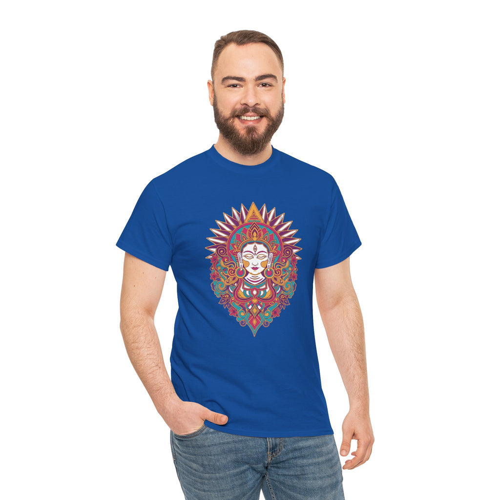 Spiritual Goddess Sun Mandala Tee — Colorful Boho Yoga T‑Shirt