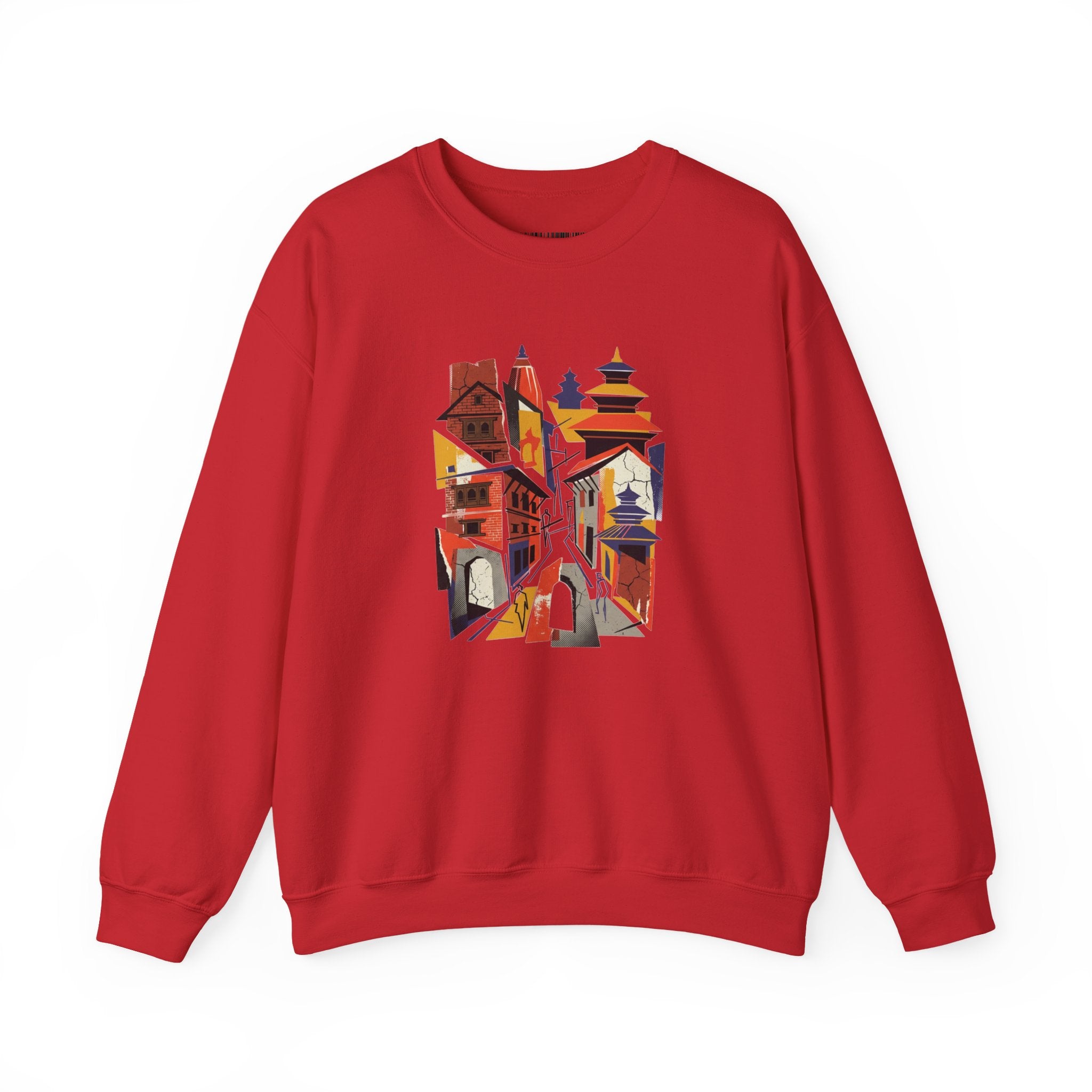 Architectural Cityscape Crewneck Sweatshirt — Abstract Urban Alley Art