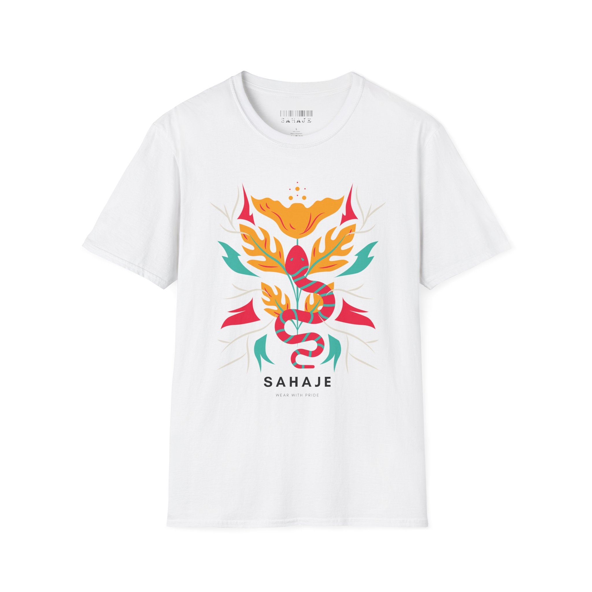 Sahaje Floral Snake Graphic T‑Shirt — Colorful Botanical Serpent Tee