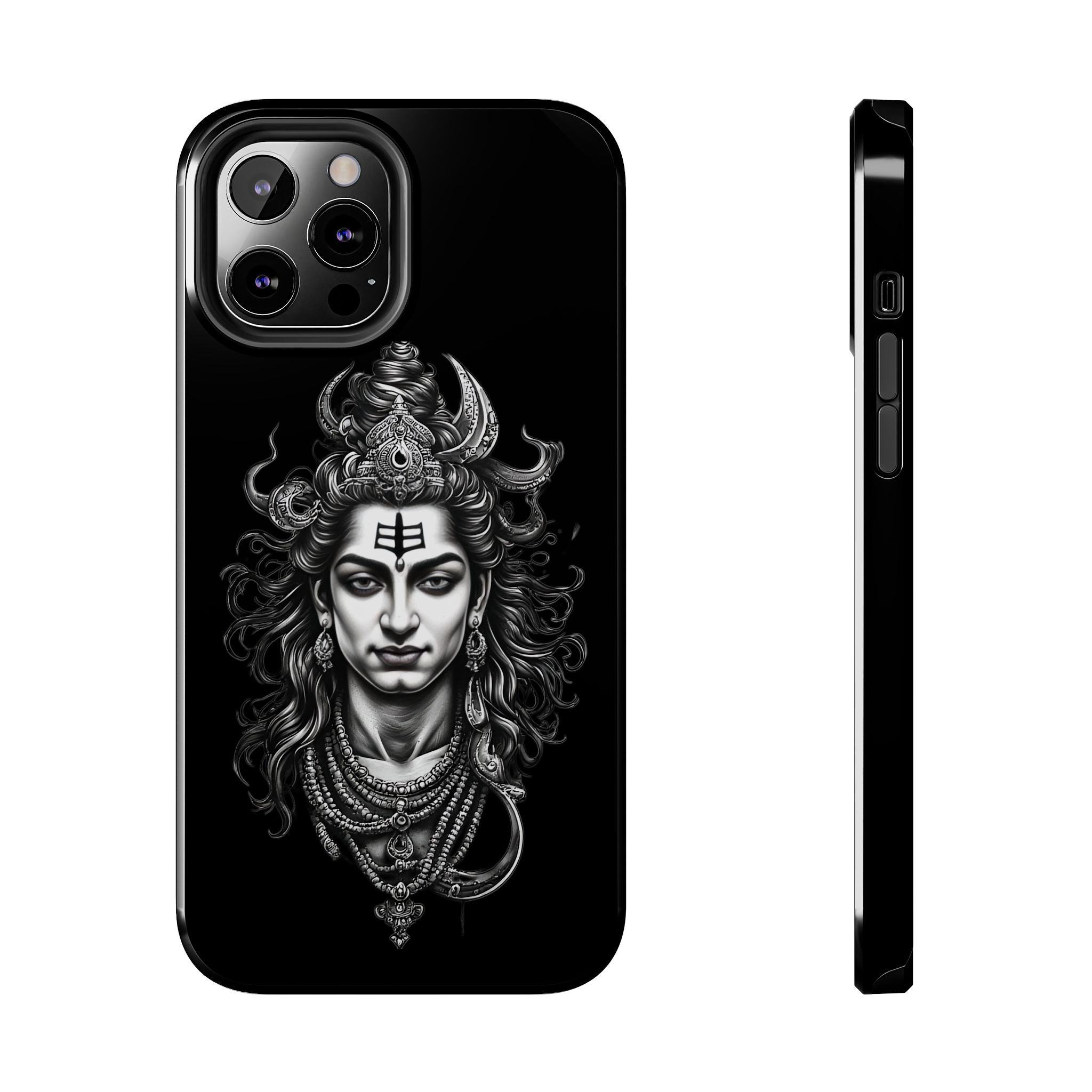 Phone Case — Intricate Lord Shiva Illustration on Black Tough Case
